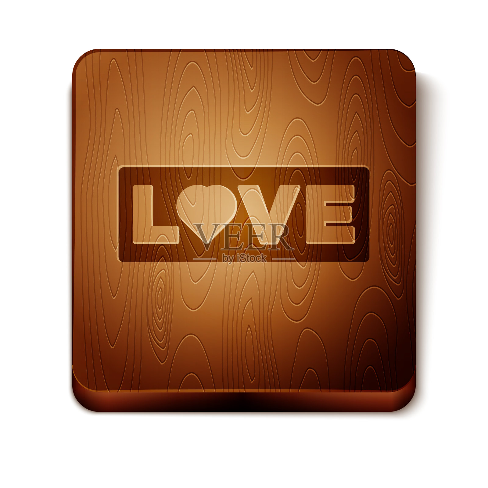 棕色爱文字图标孤立在白色背景图标素材