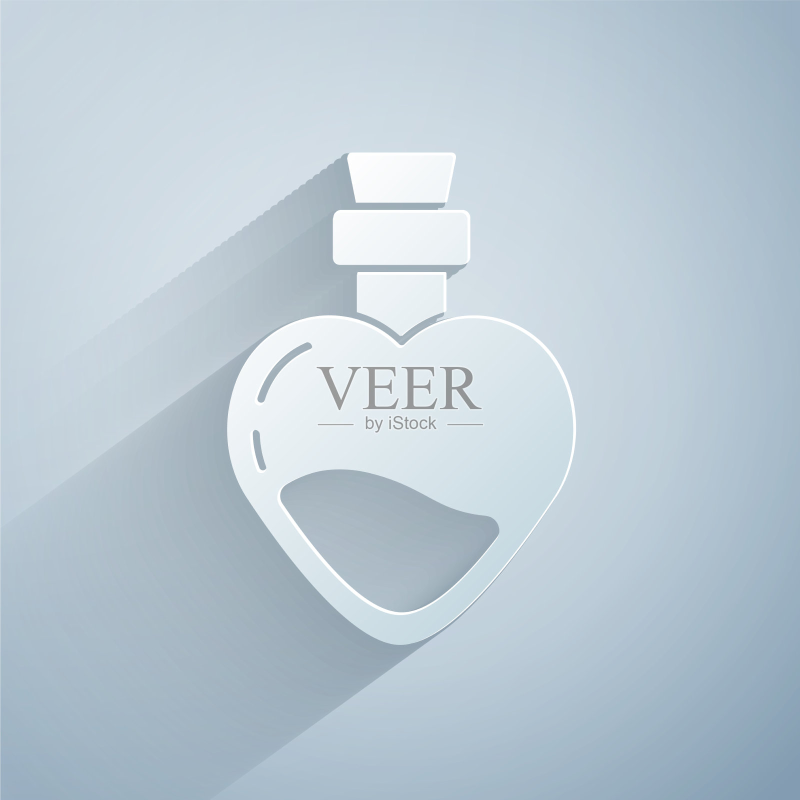 剪纸瓶与爱情药水图标隔离上插画图片素材