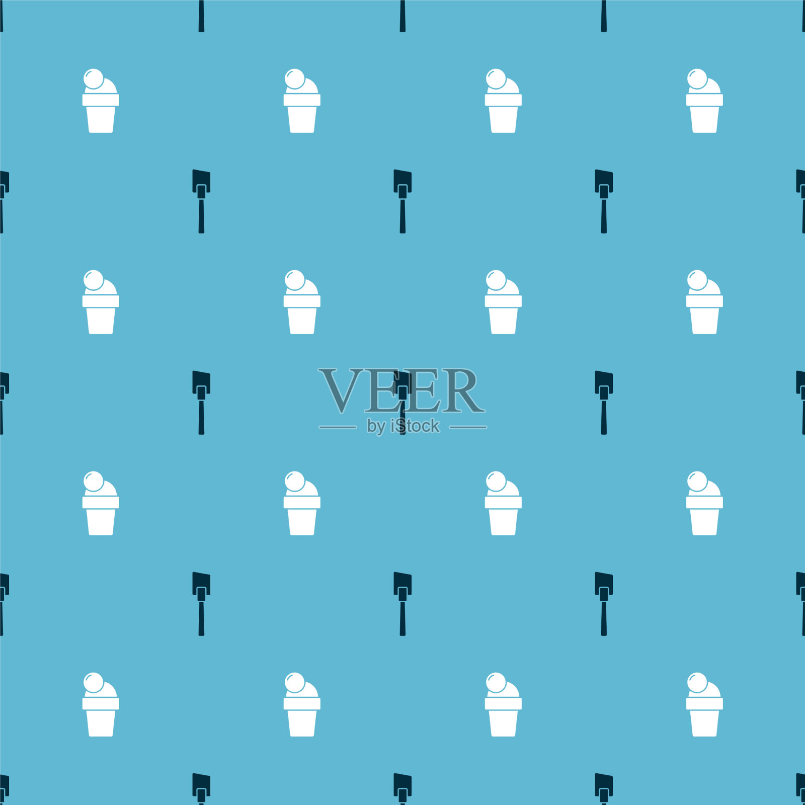 将抹刀和冰淇淋设置在无缝模式上图标素材