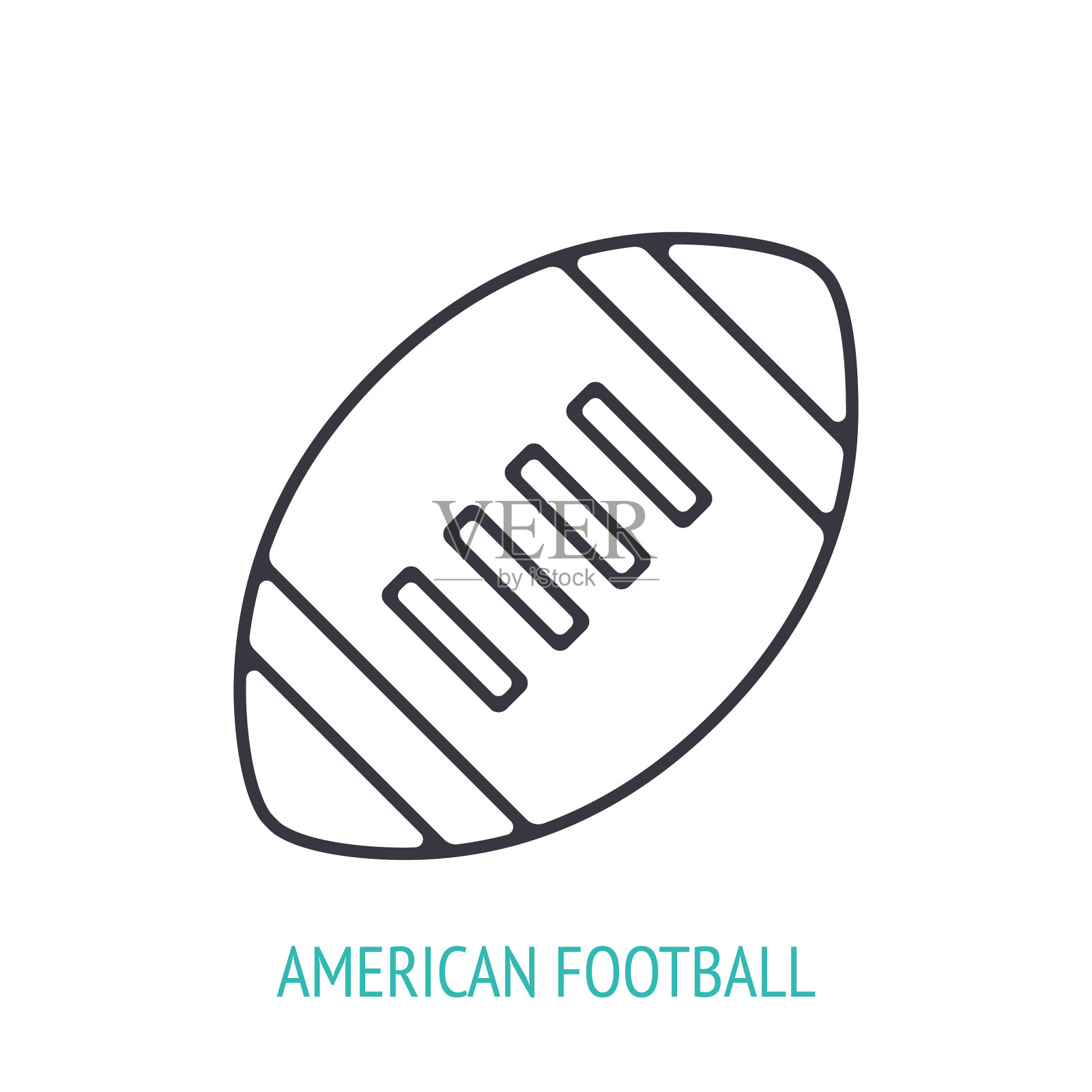 美式橄榄球或橄榄球的轮廓图标插画图片素材