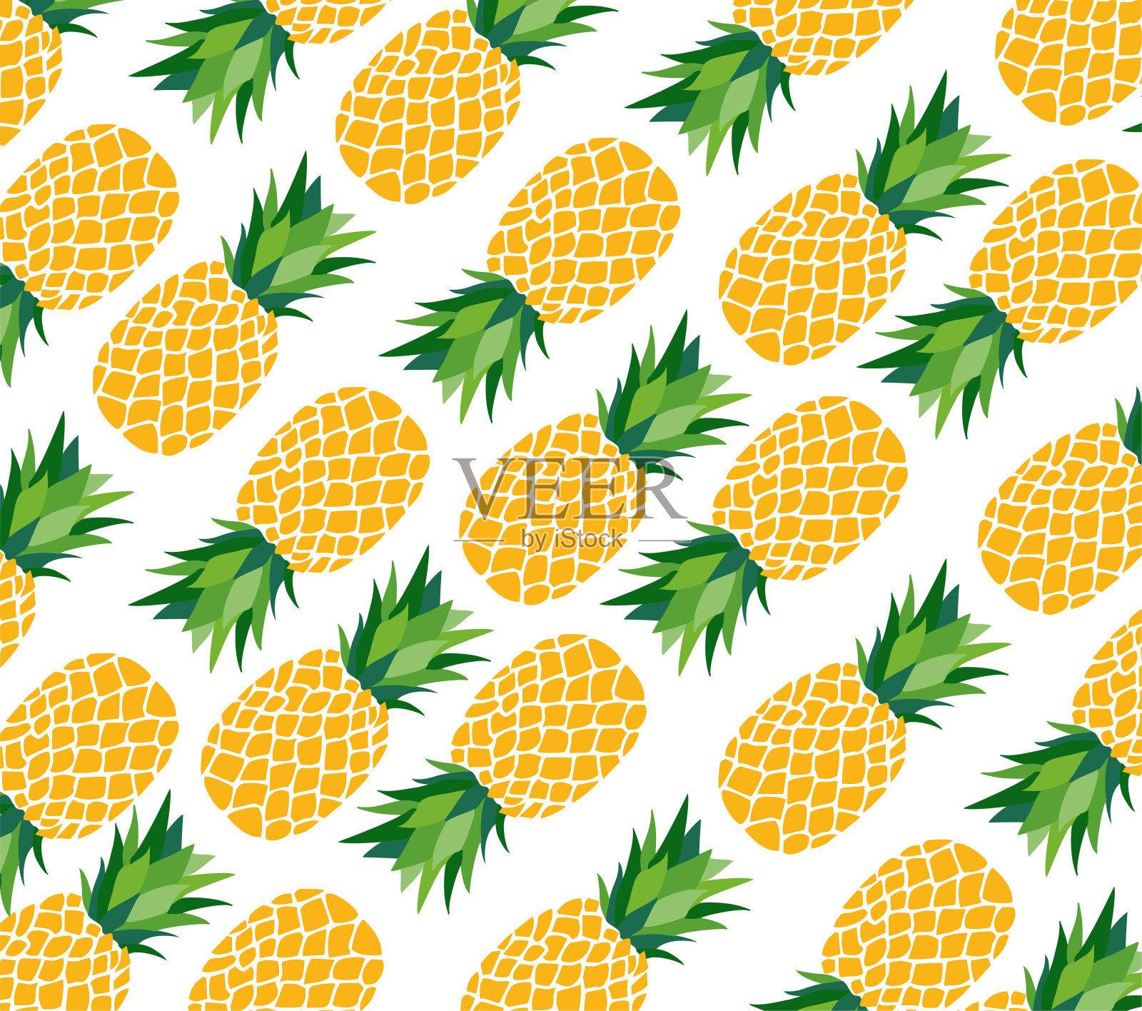 夏季背景水果菠萝无缝图案设计矢量插图插画图片素材