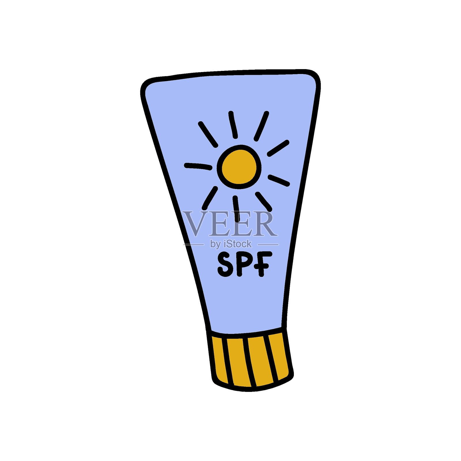 可爱和彩色手绘矢量防晒霜设计元素图片