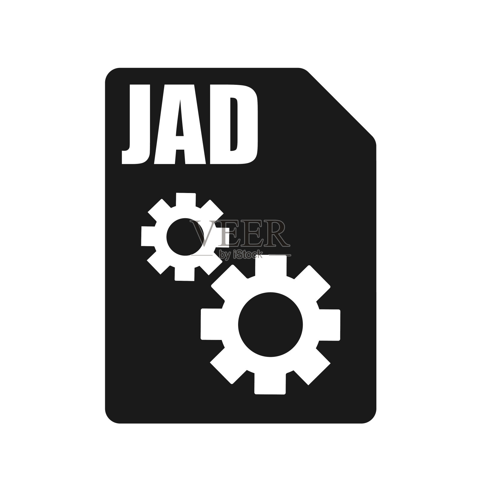 JAD黑色文件矢量图标，平面设计风格插画图片素材