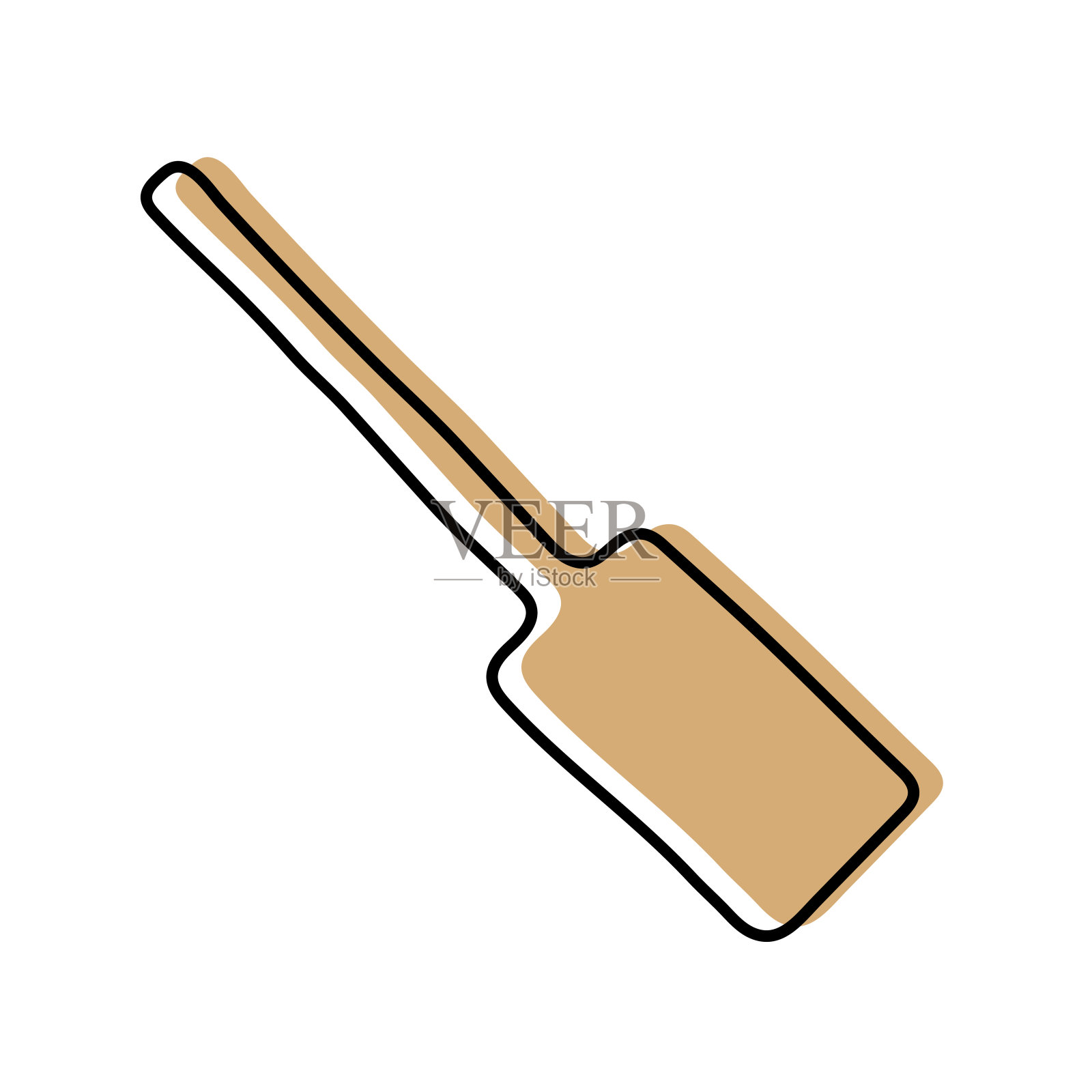 木铲。厨具草图。涂鸦线矢量厨具。餐具插图插画图片素材