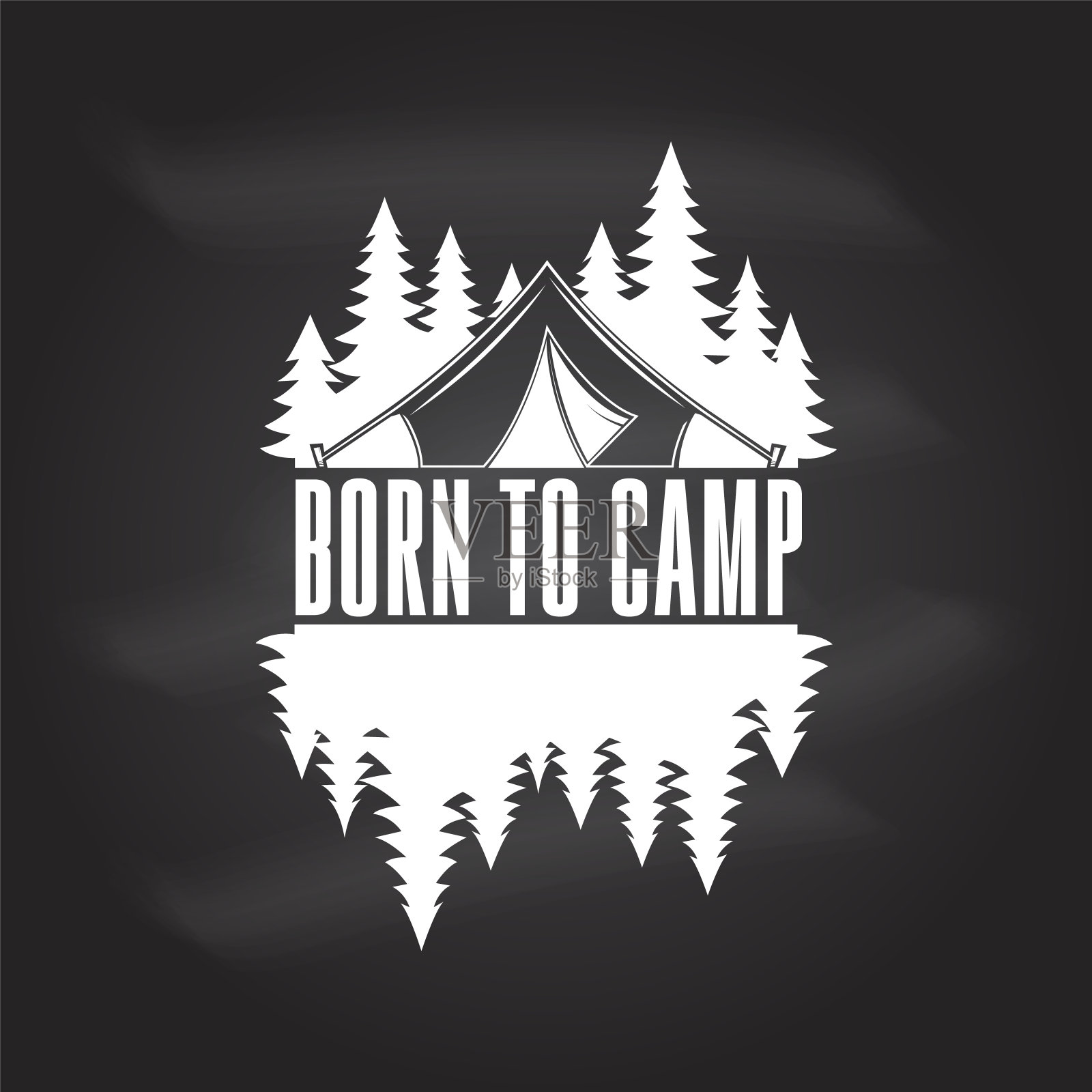 生的阵营。野营报价。黑板上的矢量概念为衬衫或，打印，邮票或t恤。复古的排版设计与帐篷和森林剪影。夏令营。插画图片素材