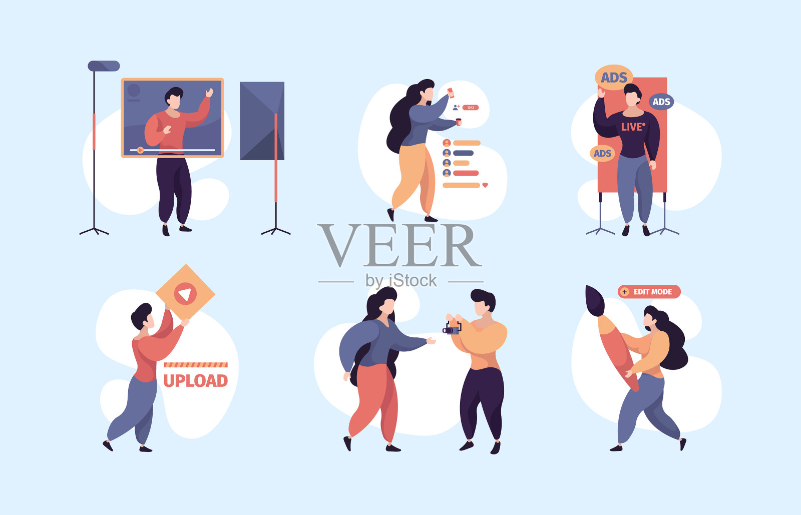 内容制作者视频博主作家角色插画图片素材