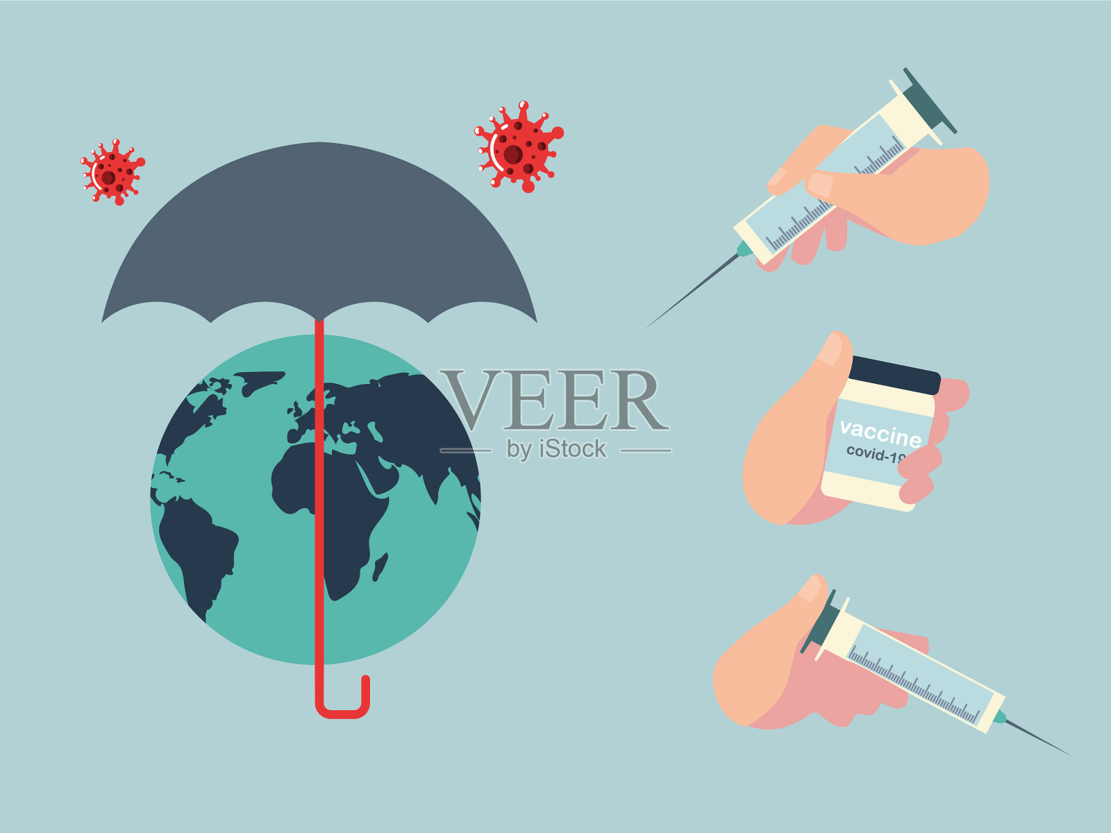 世界疫苗保护小瓶安瓿注射器插画图片素材