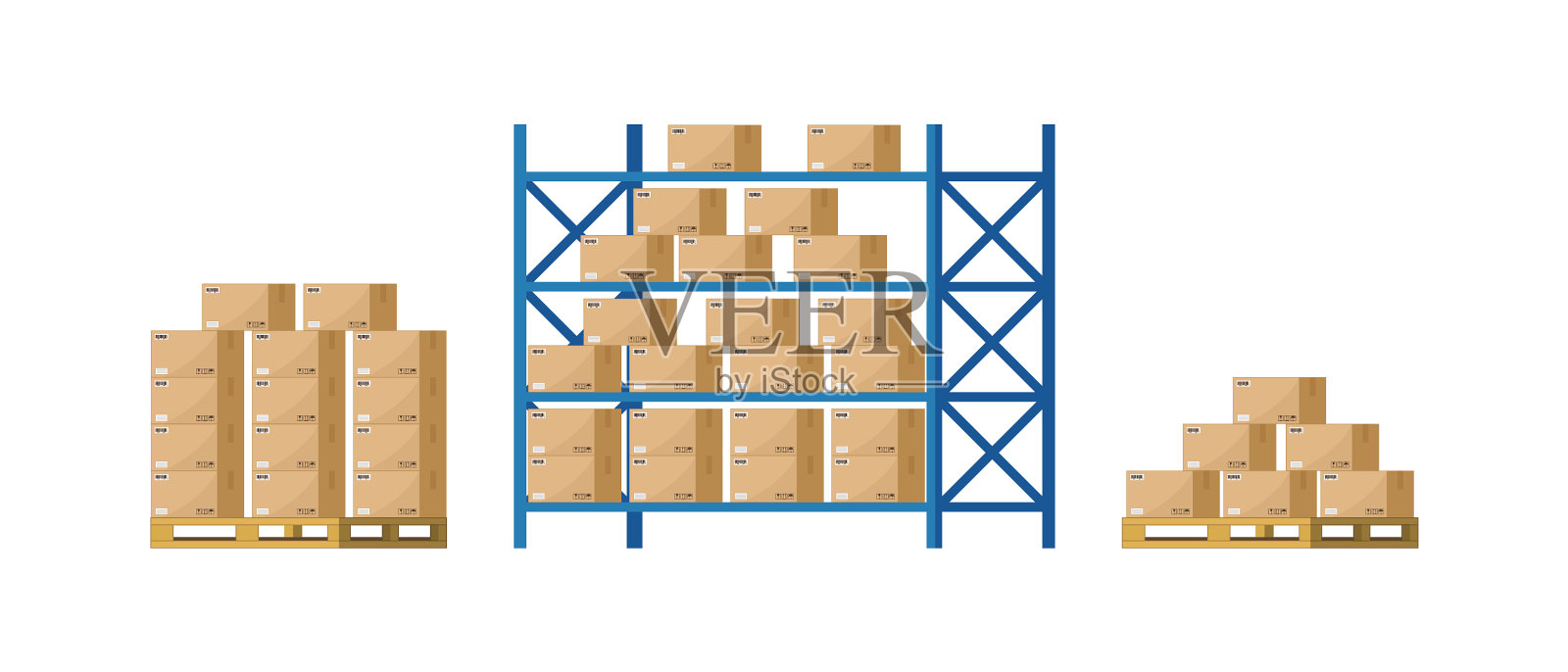 带托盘和箱子的仓库库存插画图片素材