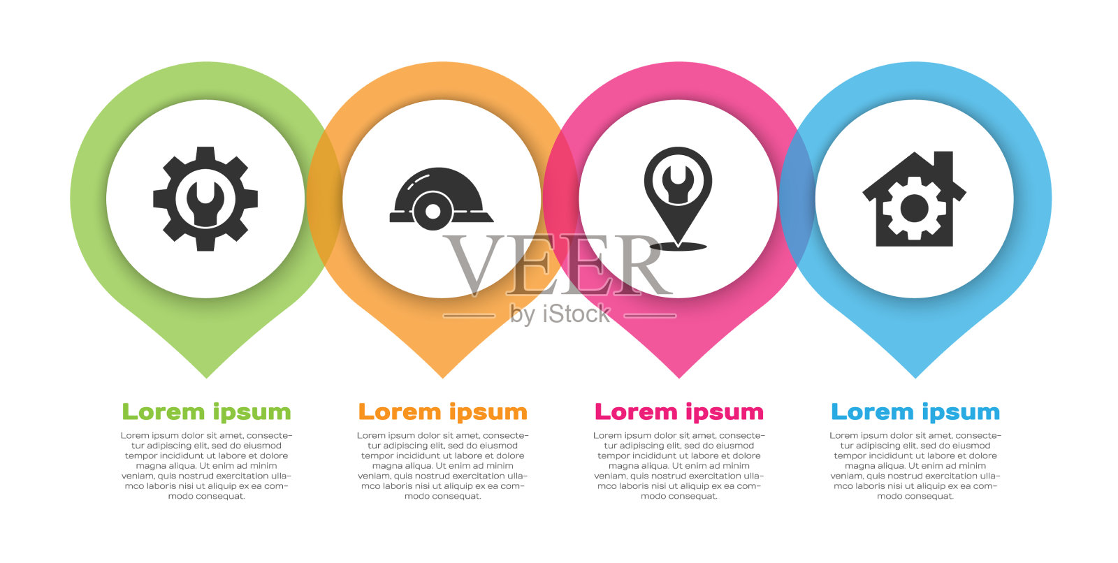 安装扳手和齿轮工人安全帽图标素材