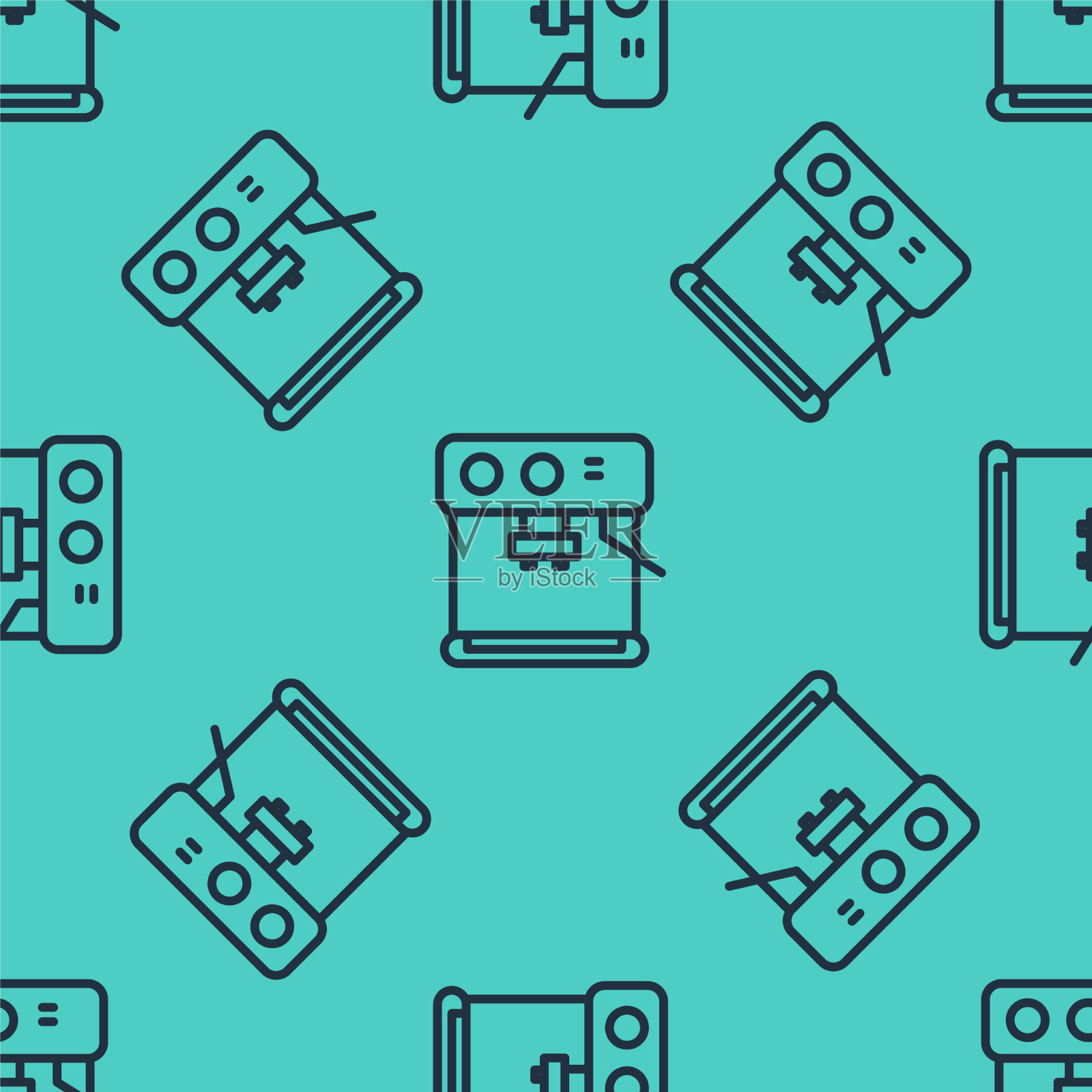 黑线咖啡机图标隔离无缝插画图片素材