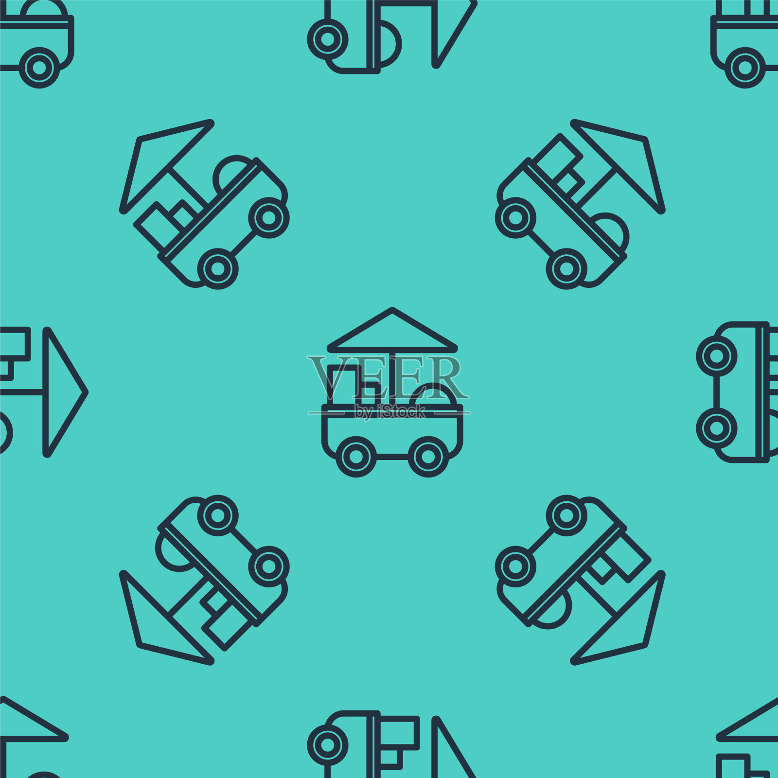 黑线快速街餐车图标孤立插画图片素材