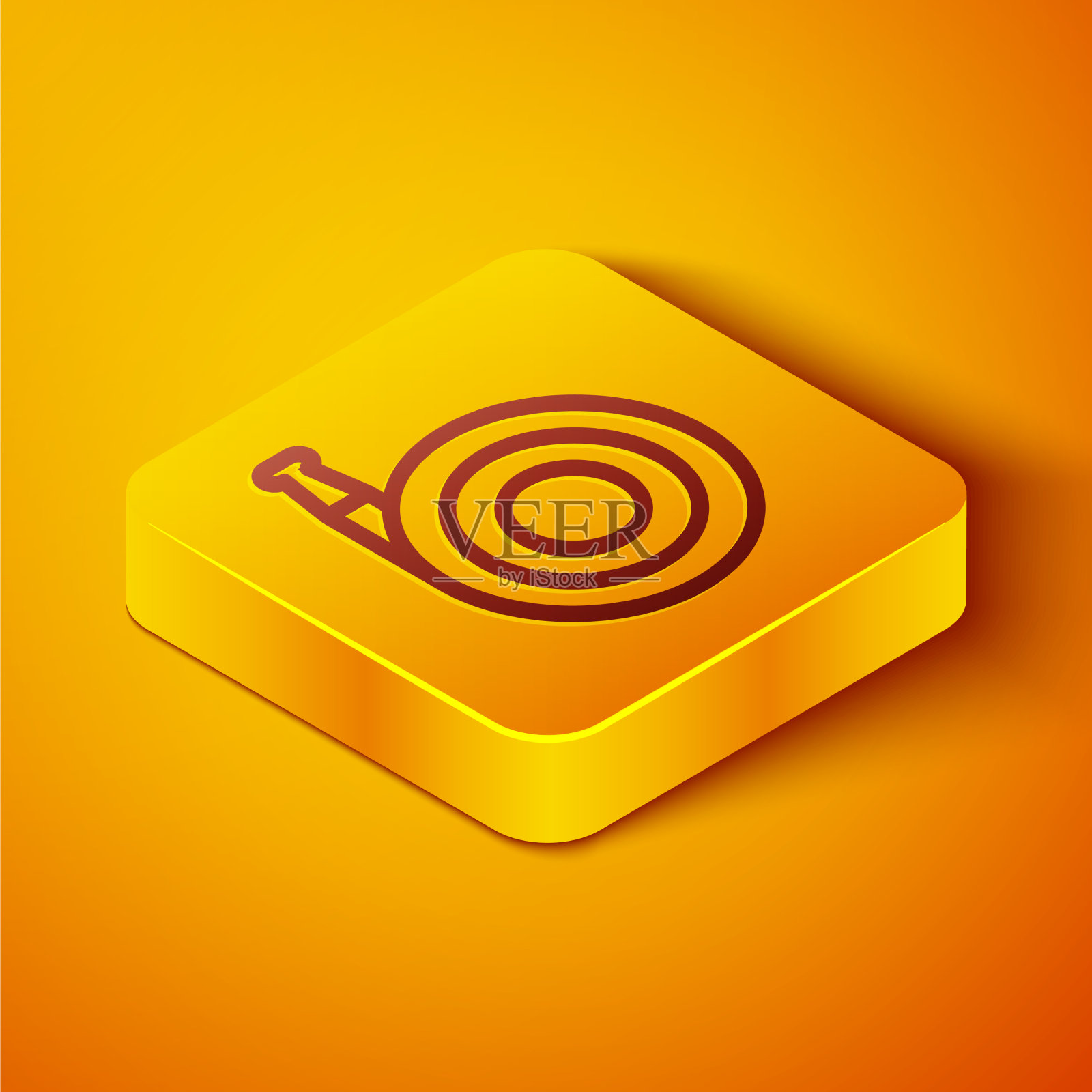 等距线花园软管图标隔离在橙色上插画图片素材