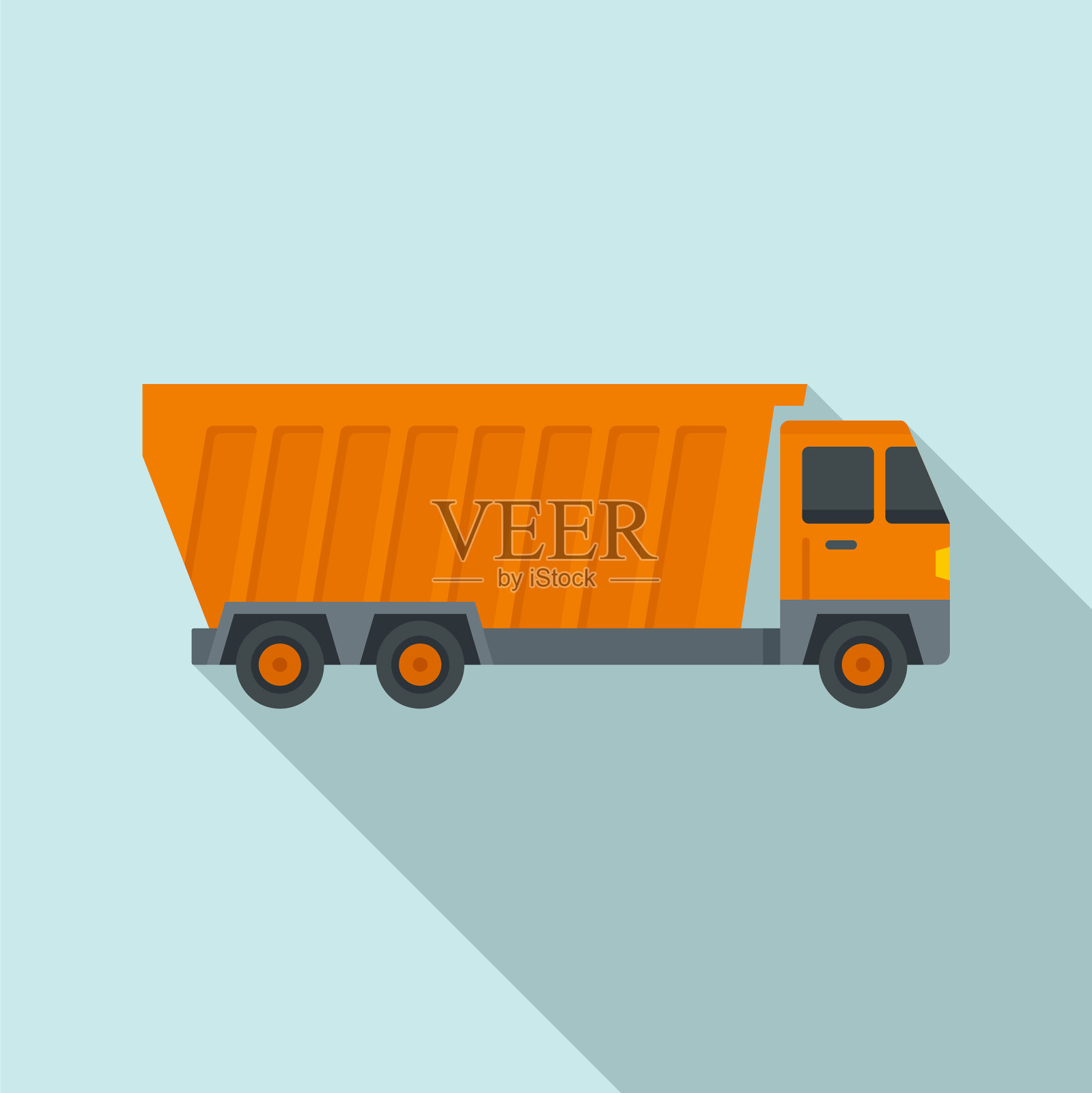 自卸车建设图标平坦风格插画图片素材