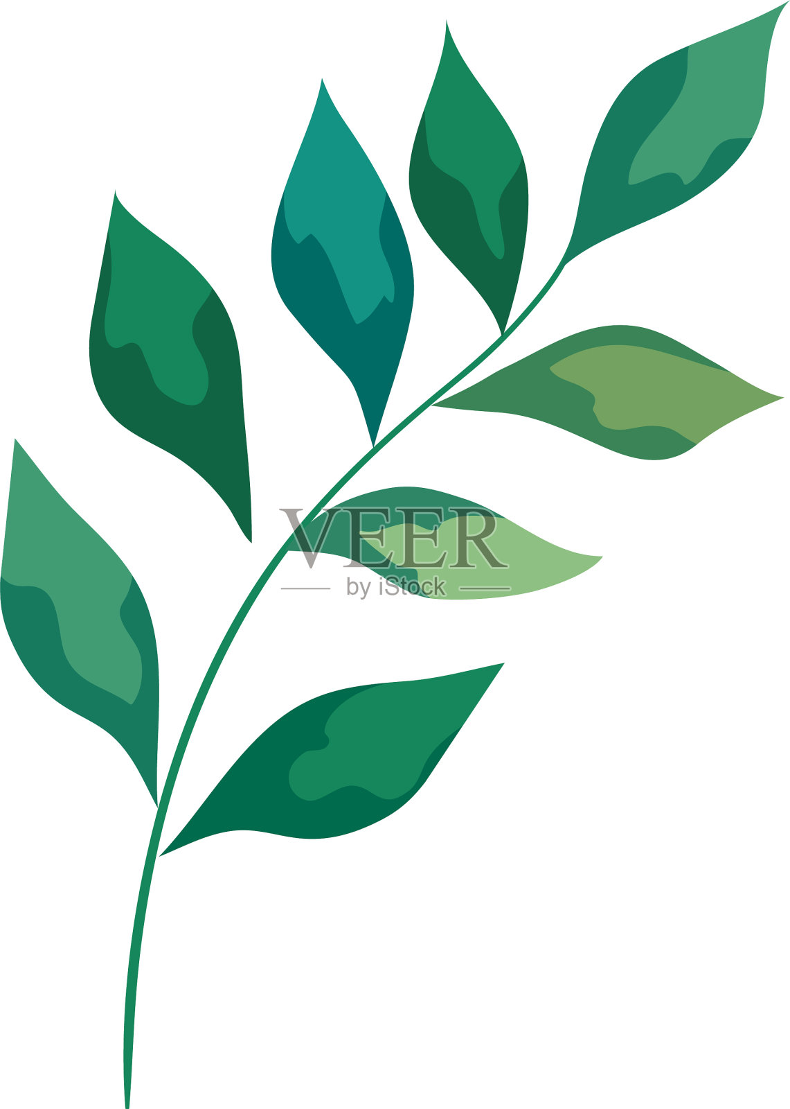 带有叶子的树枝植物叶子图标设计元素图片