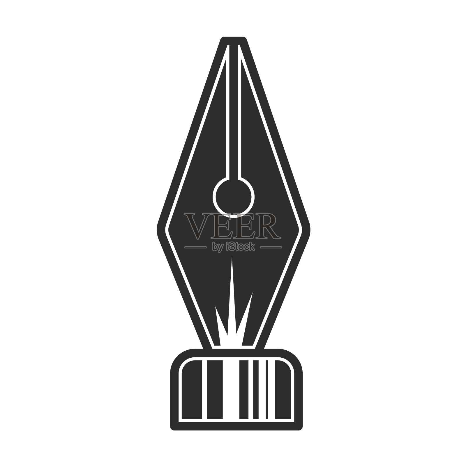 钢笔在复古单色风格孤立矢量插图插画图片素材