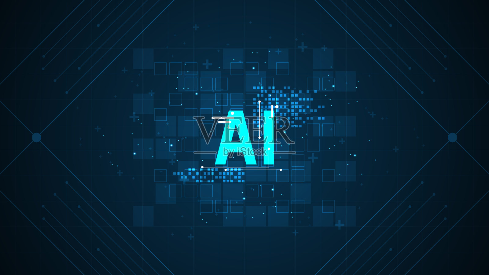 AI智能操作系统在一个深蓝色的背景。插画图片素材