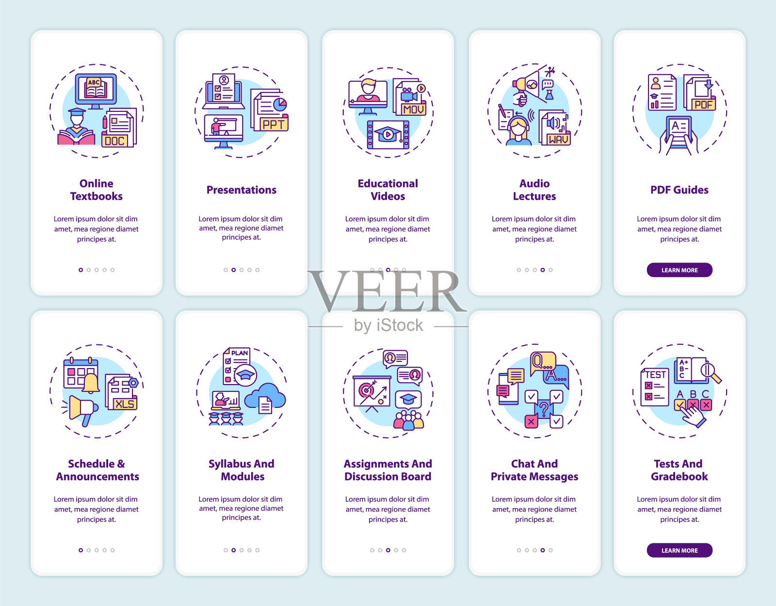 在线教学上线手机app页面屏幕插画图片素材