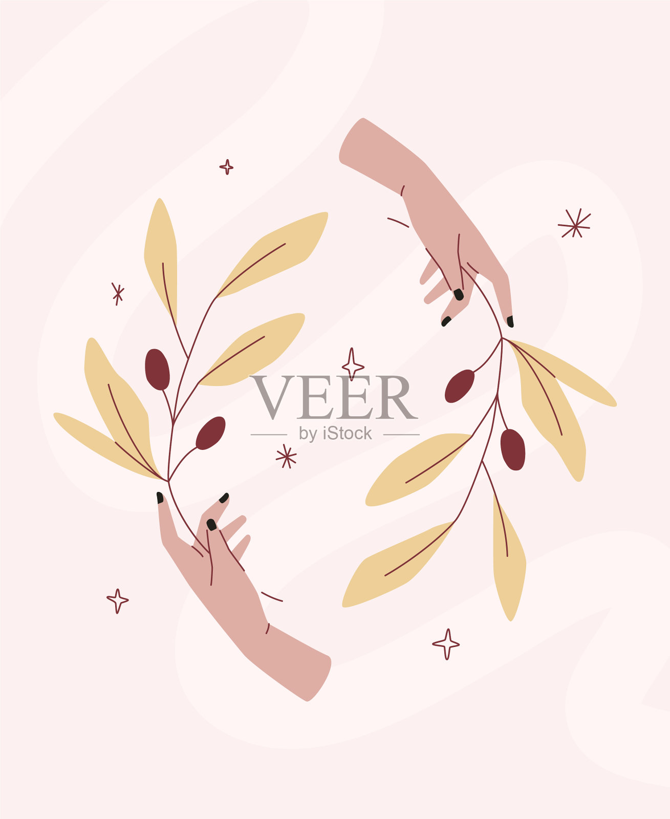 伸出橄榄枝的手插画图片素材