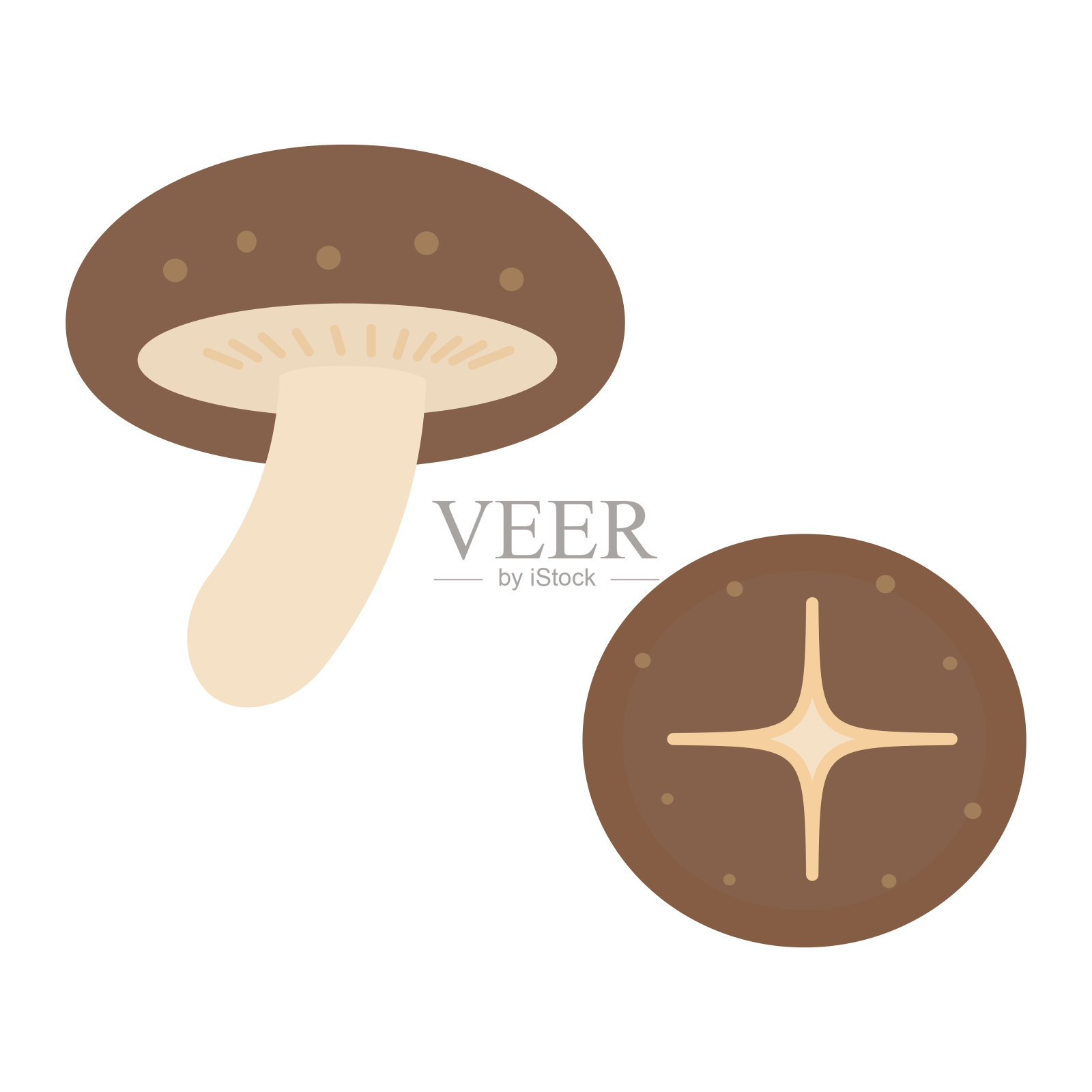 简单的香菇插图，平面设计插画图片素材