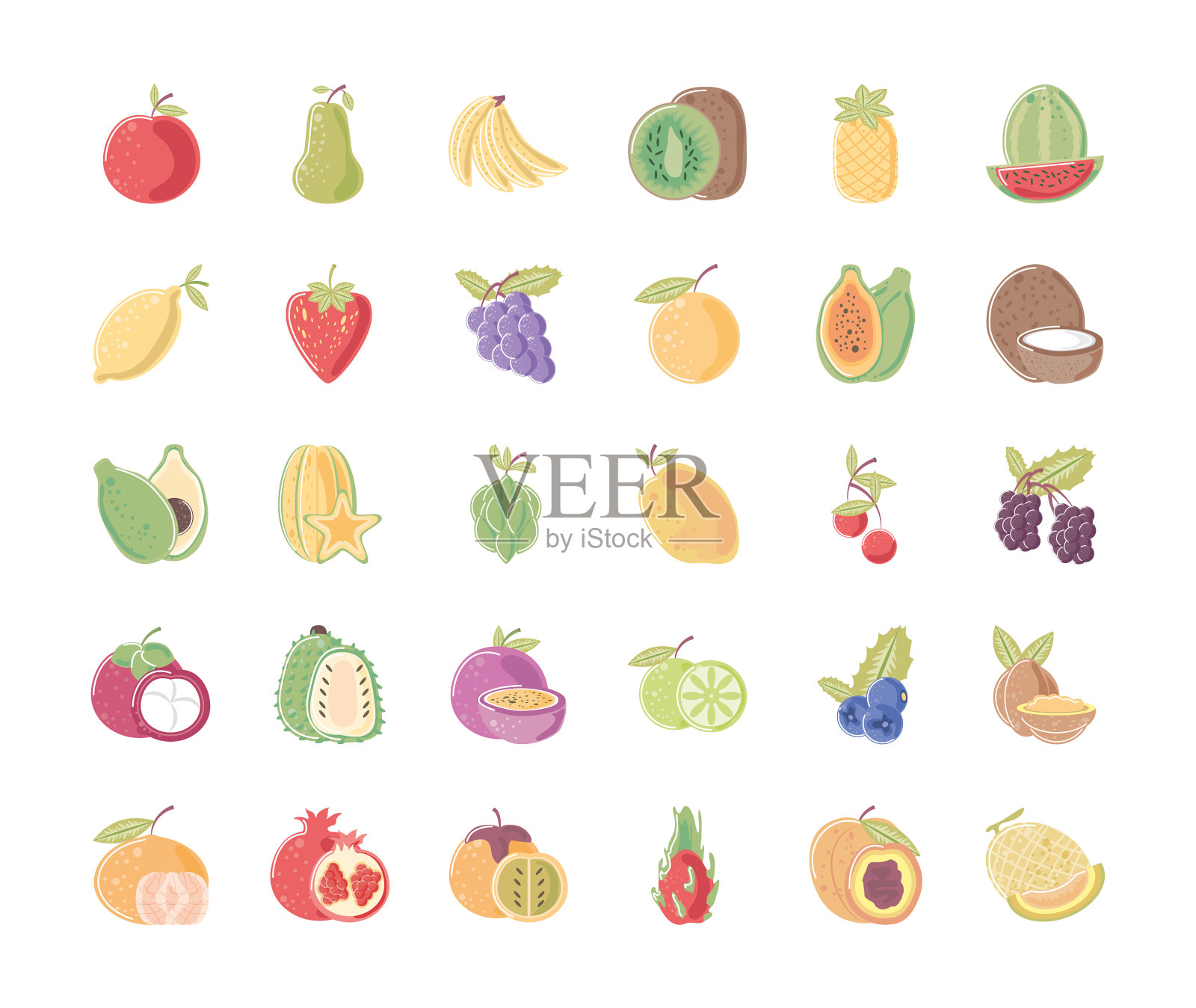 水果新鲜食品营养偶像苹果梨插画图片素材