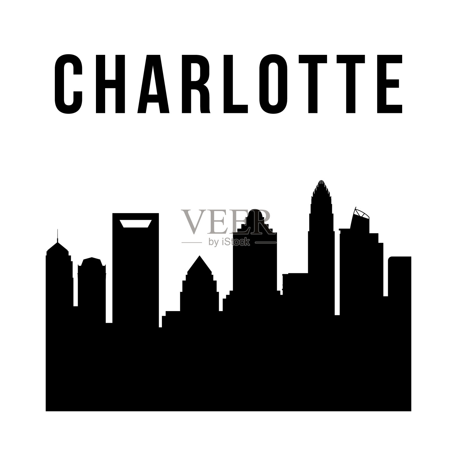 夏洛特城市的简单轮廓插画图片素材