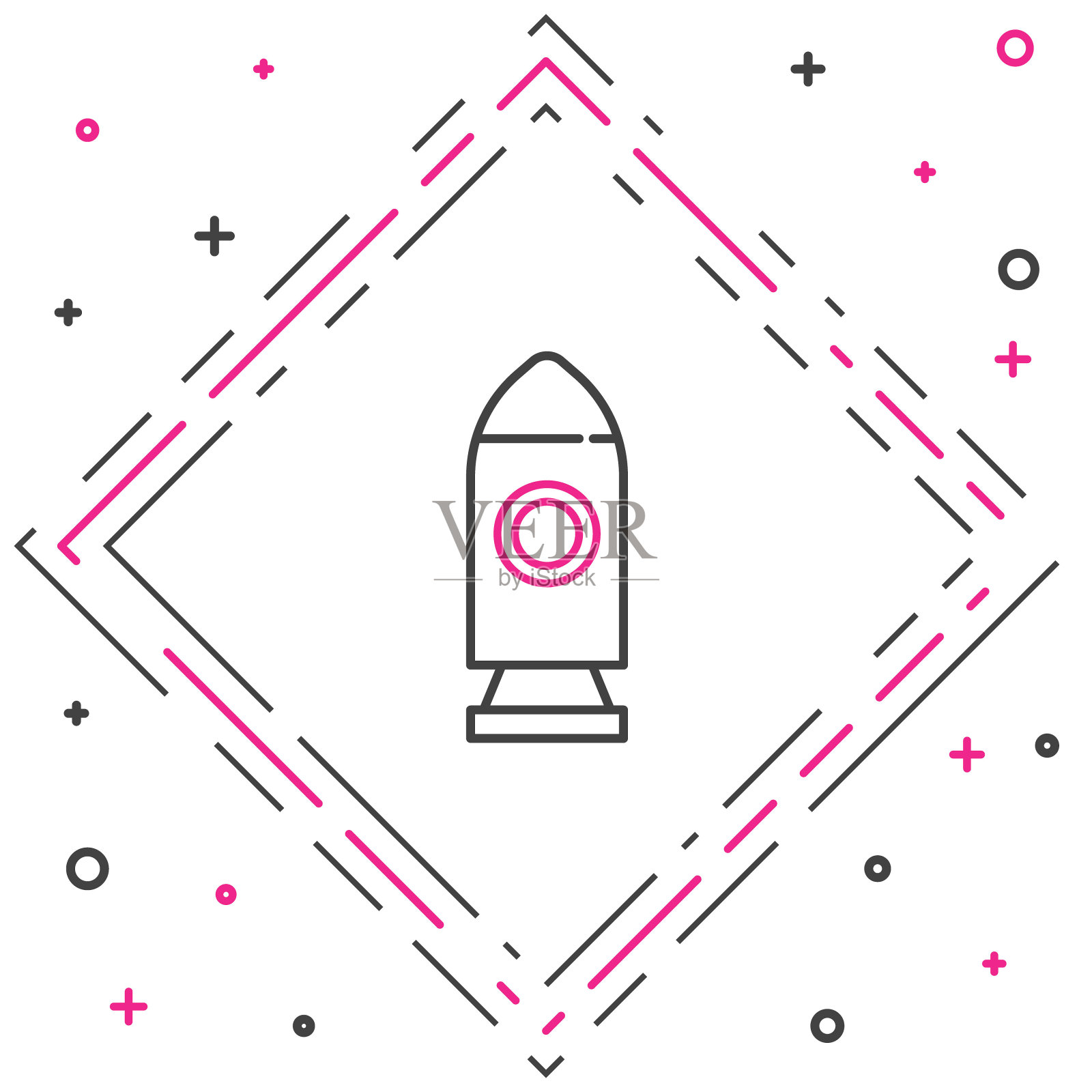 线火箭船图标孤立在白色背景。太空旅行。色彩斑斓的轮廓的概念。向量插画图片素材