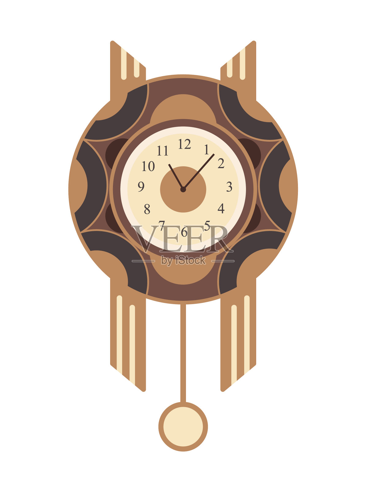 古董挂壁式摆钟摆用的是木头设计元素图片