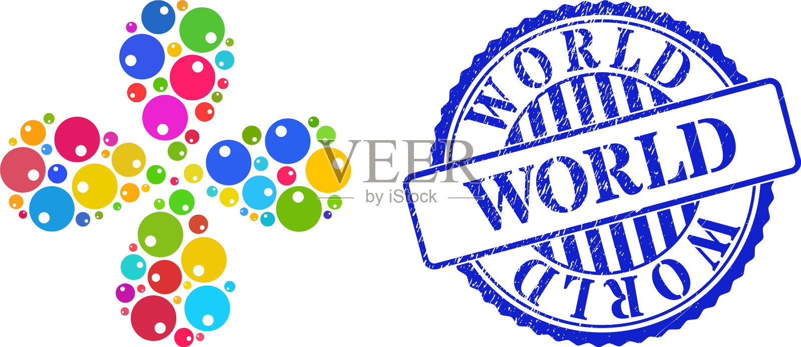 世界垃圾密封和球体彩色旋转运动插画图片素材