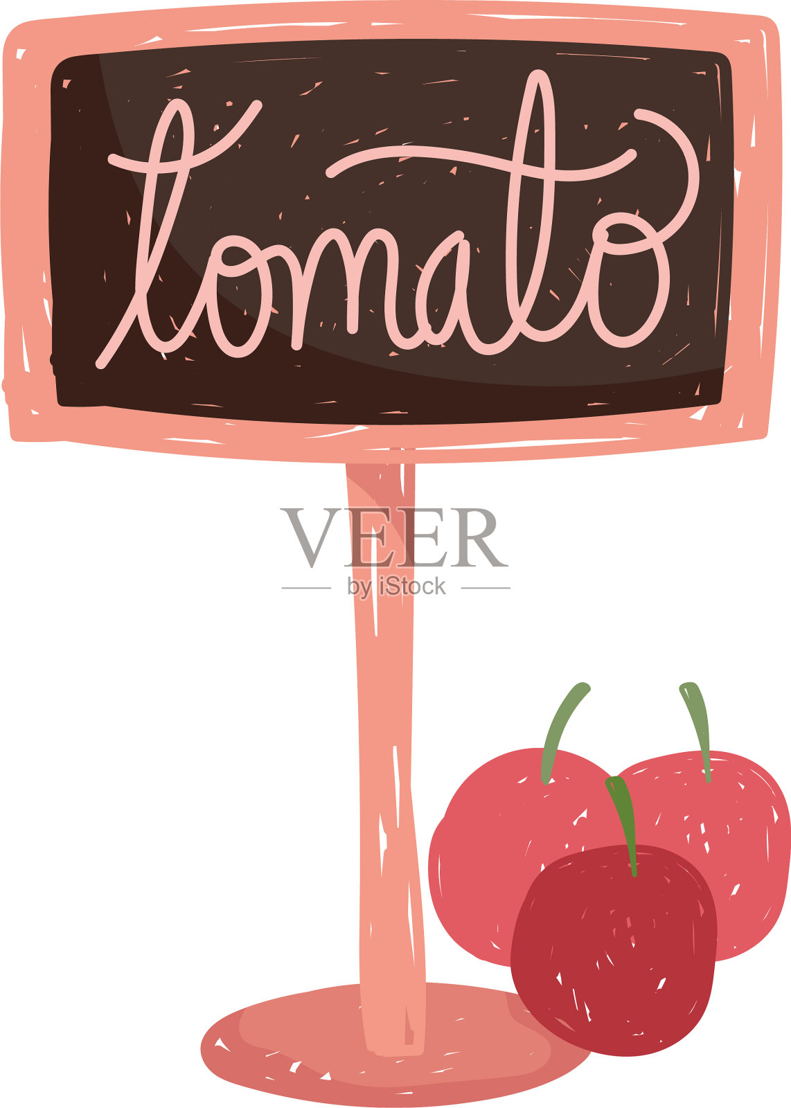 园艺番茄字母招牌和设计元素图片