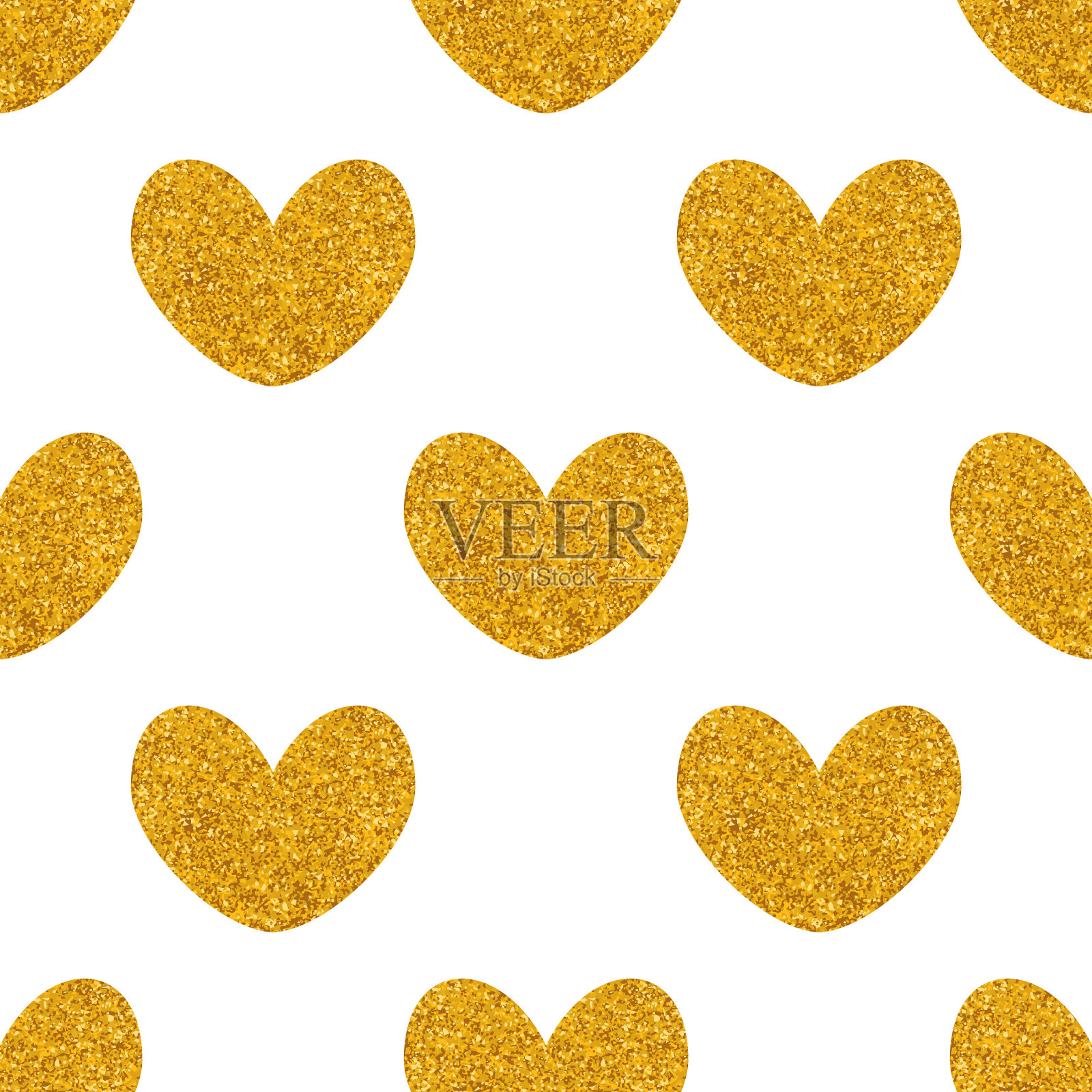 白色的瓷砖图案上有金色的心插画图片素材