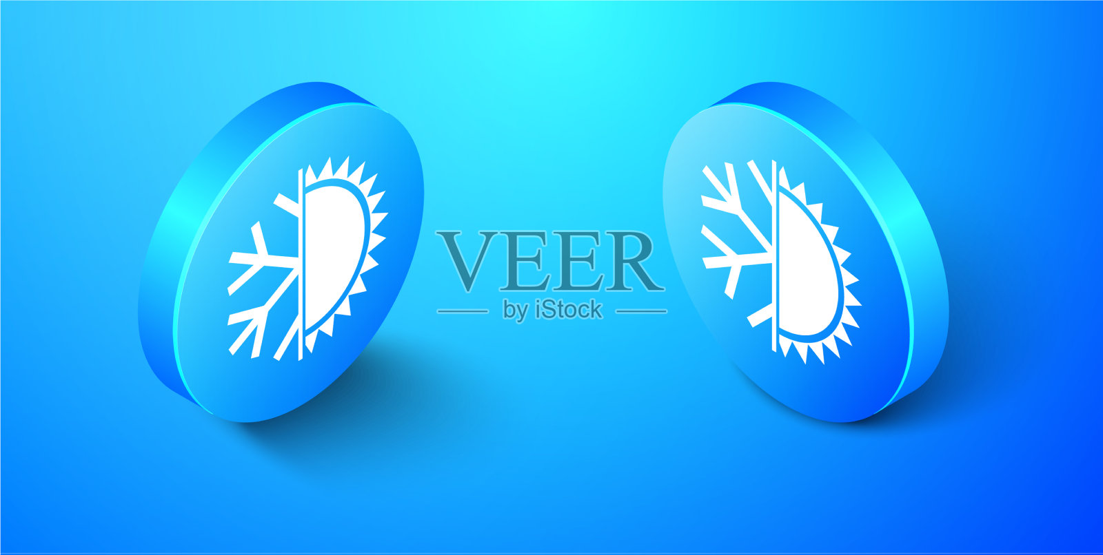 等距冷热符号太阳和雪花图标素材