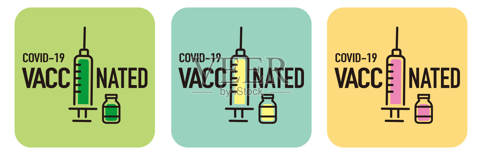 COVID-19疫苗接种保证图标标识插画图片素材