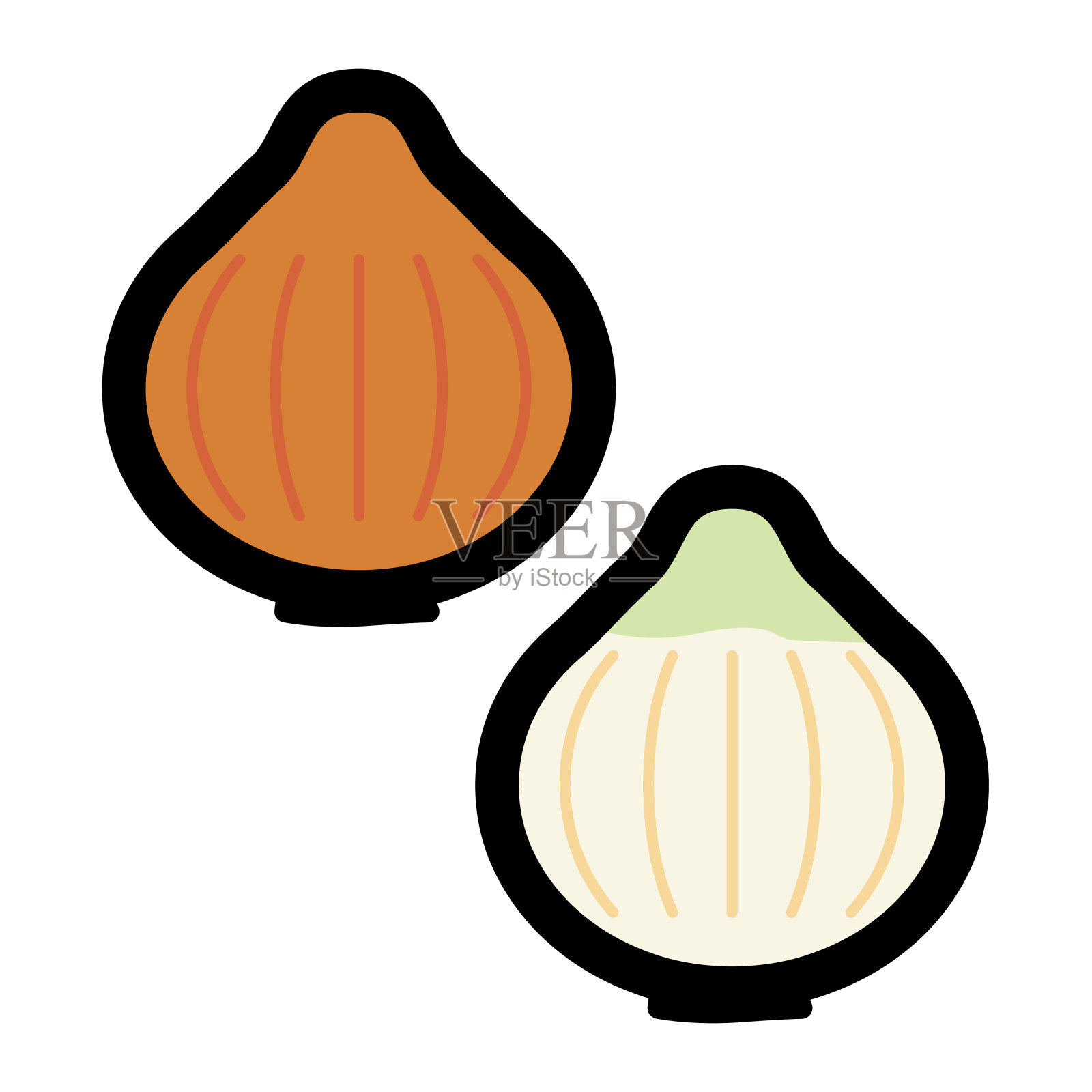 简单的洋葱剪纸艺术插画图片素材