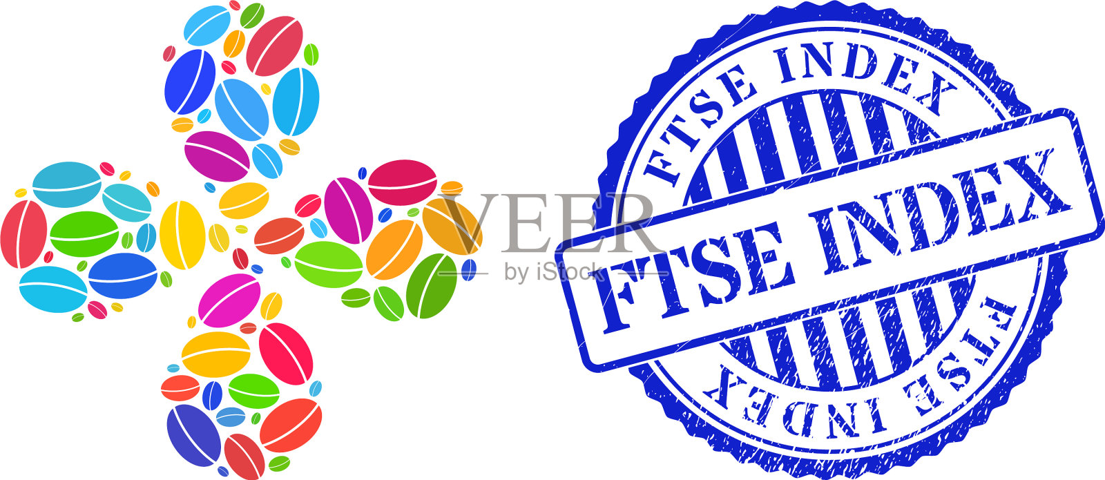 富时指数的纹理橡胶压印和研磨种子插画图片素材