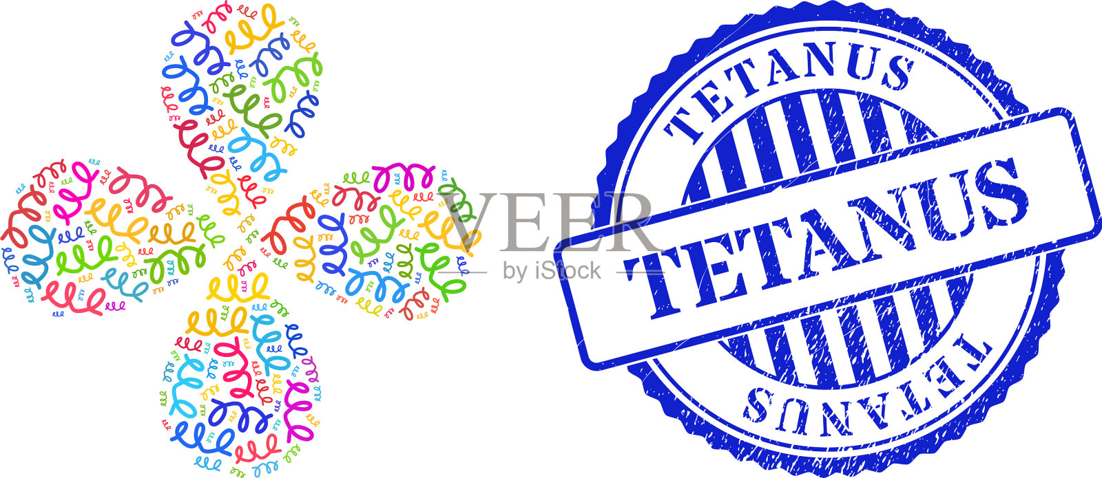 破伤风纹理橡胶压印和螺旋微生物插画图片素材