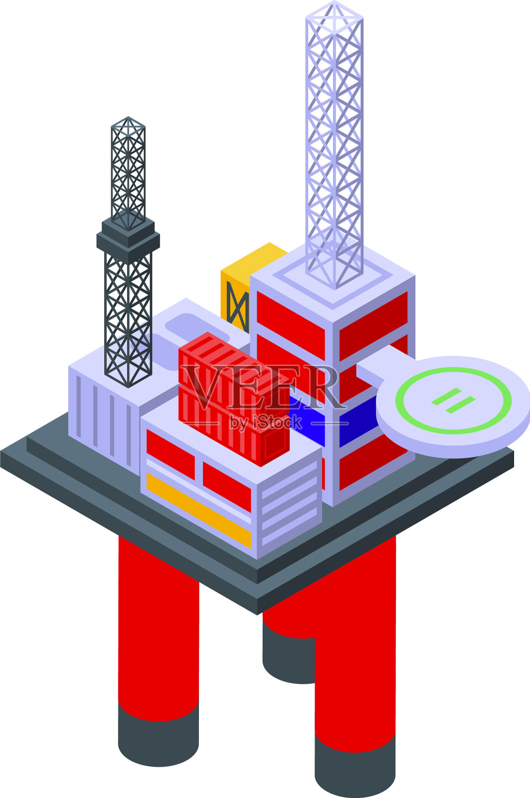 海上钻井工程师图标等距式插画图片素材