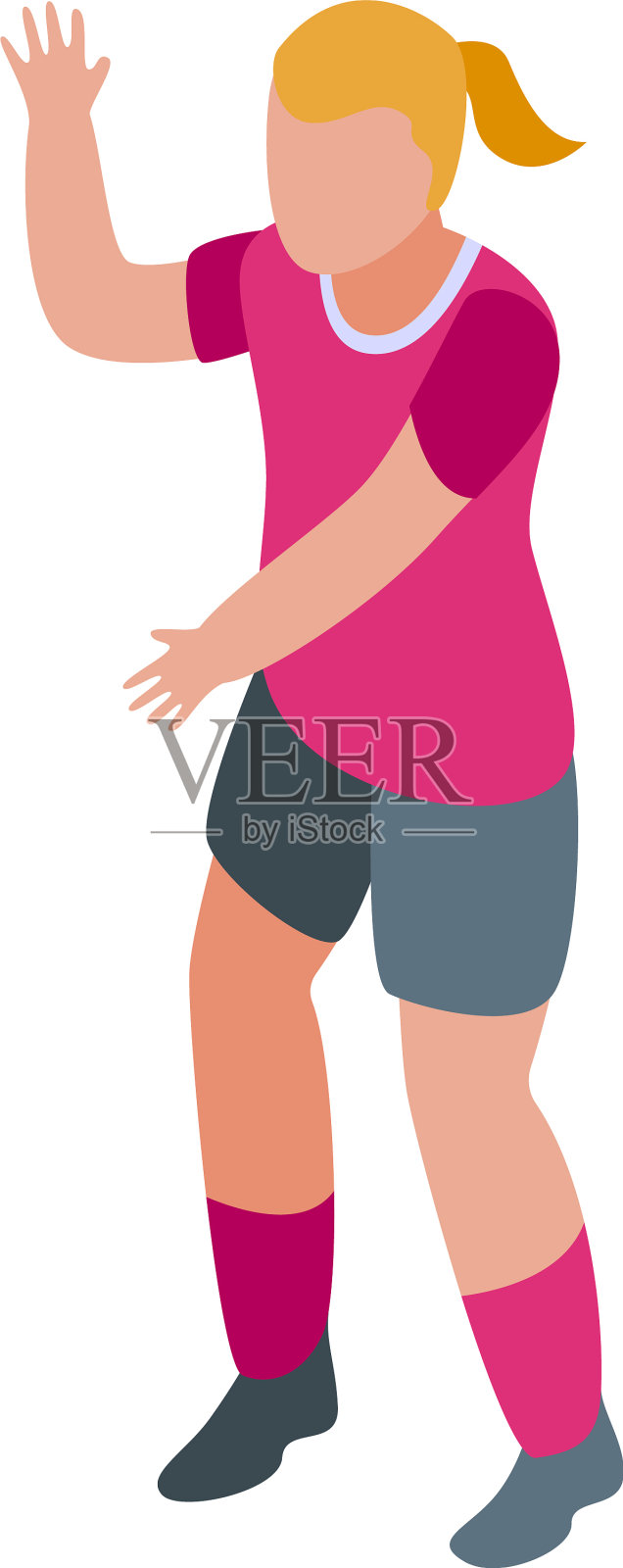 女孩踢足球图标等距风格插画图片素材