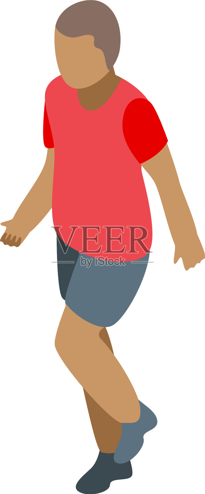 小男孩足球运动员图标等距风格插画图片素材