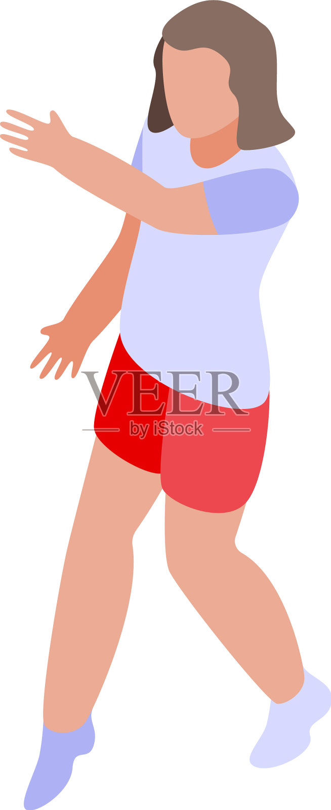 女子排球运动员图标等距风格插画图片素材