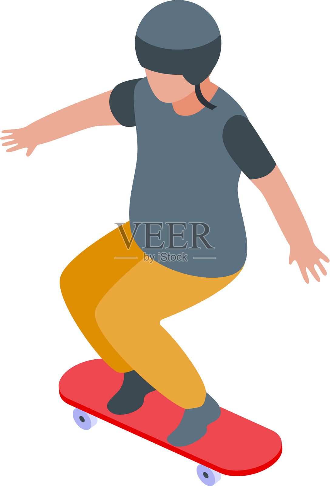 保护男孩滑板图标等距风格插画图片素材