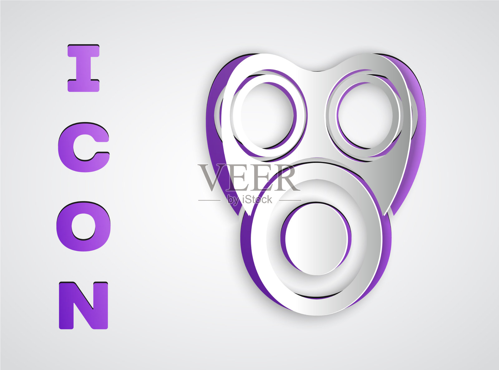 剪纸防毒面具图标孤立在灰色图标素材