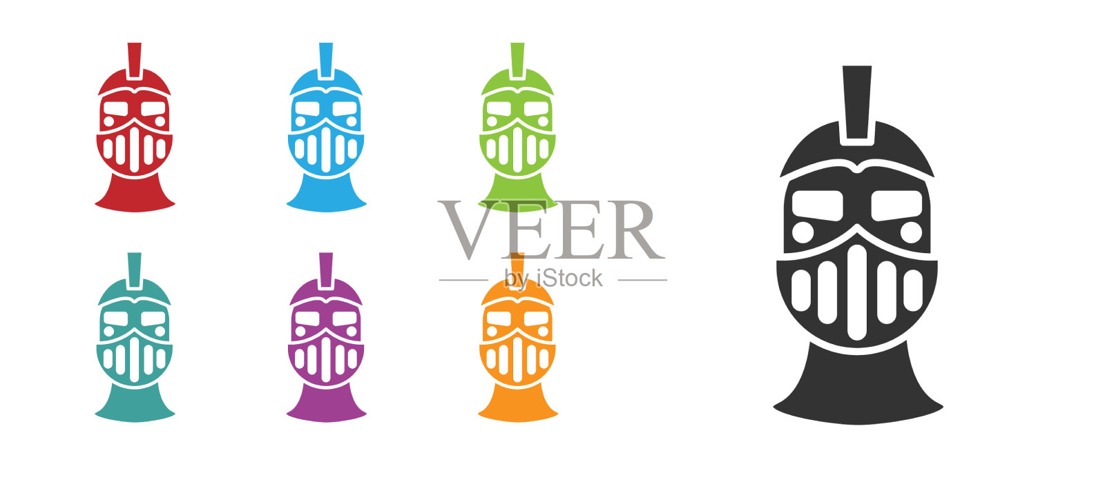 中世纪用来保护头部的黑色铁头盔插画图片素材