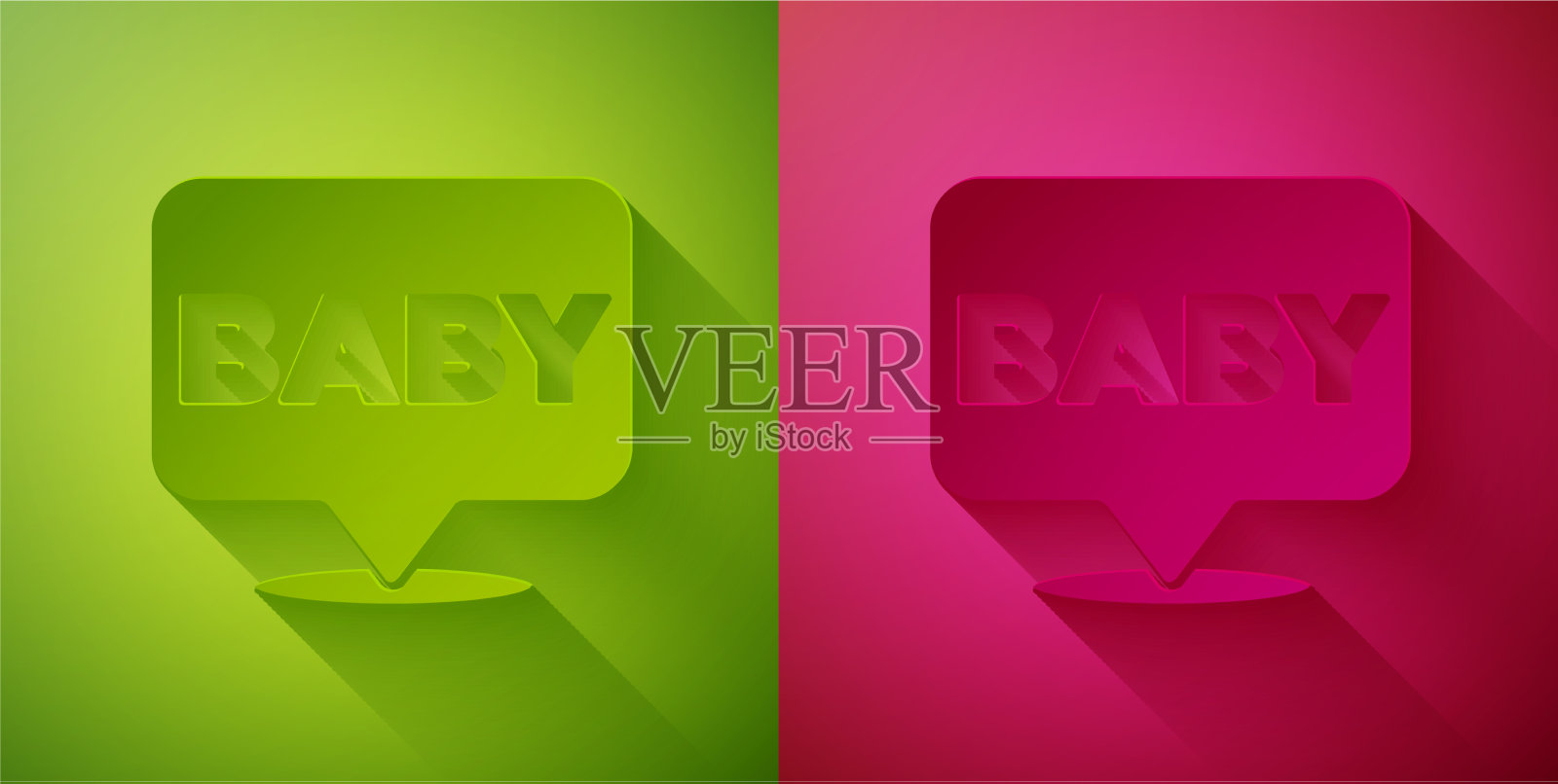 剪纸上的斑驳孤立在绿色和粉红色插画图片素材