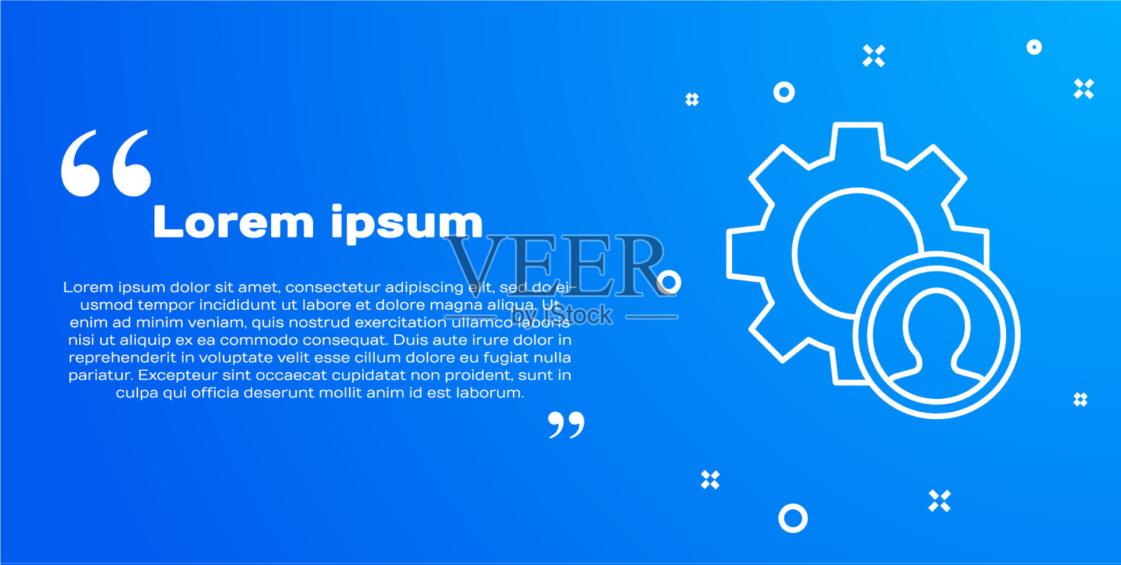 白线猎头图标孤立在蓝色插画图片素材