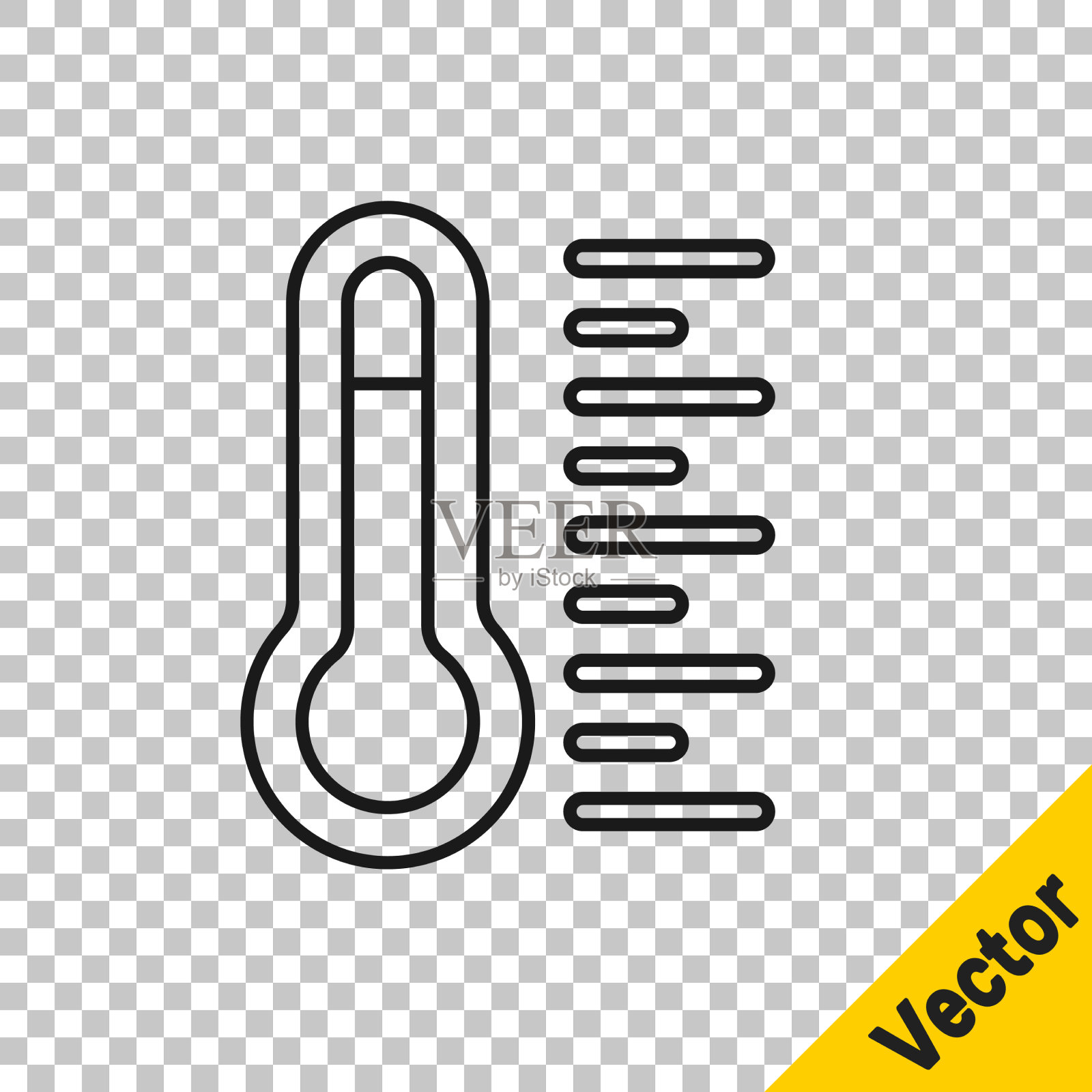 黑线气象温度计测量图标图标素材