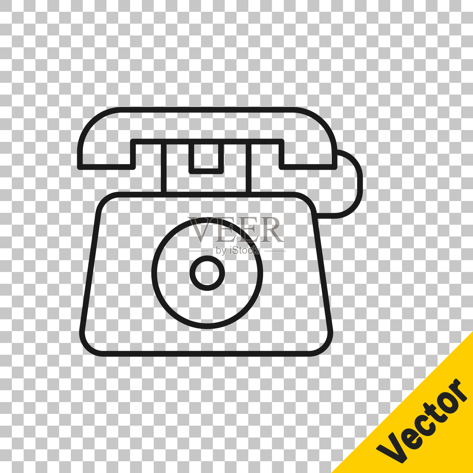 黑色电话，有紧急呼叫911图标插画图片素材