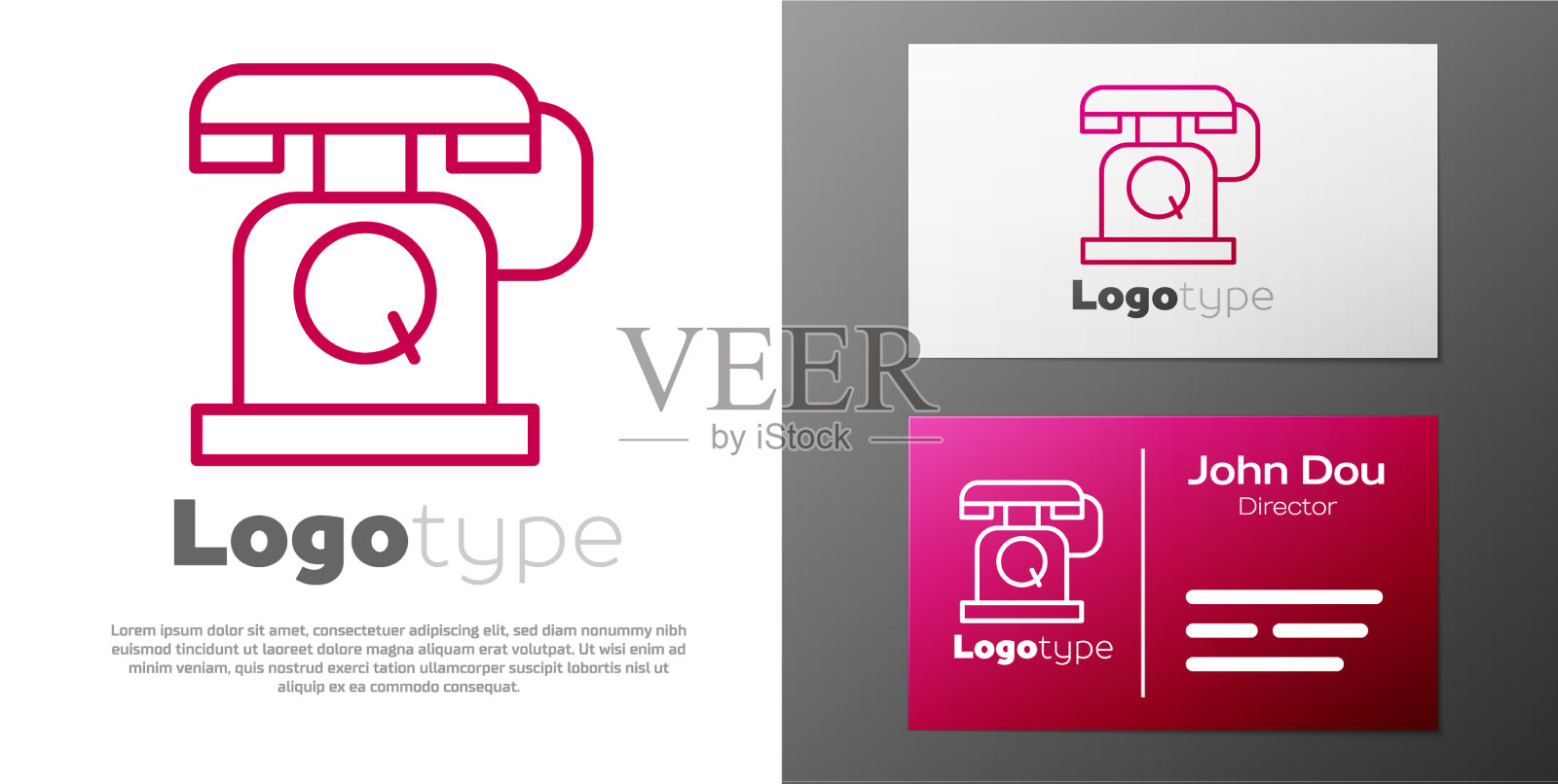 标识式线路电话听筒图标隔离开插画图片素材