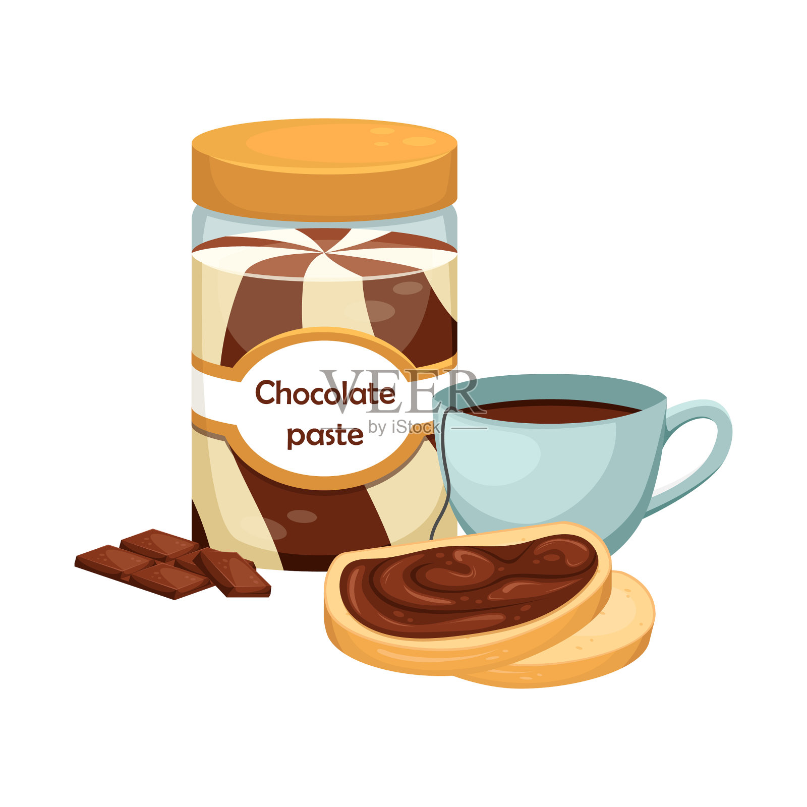 一罐巧克力酱甜点插画图片素材
