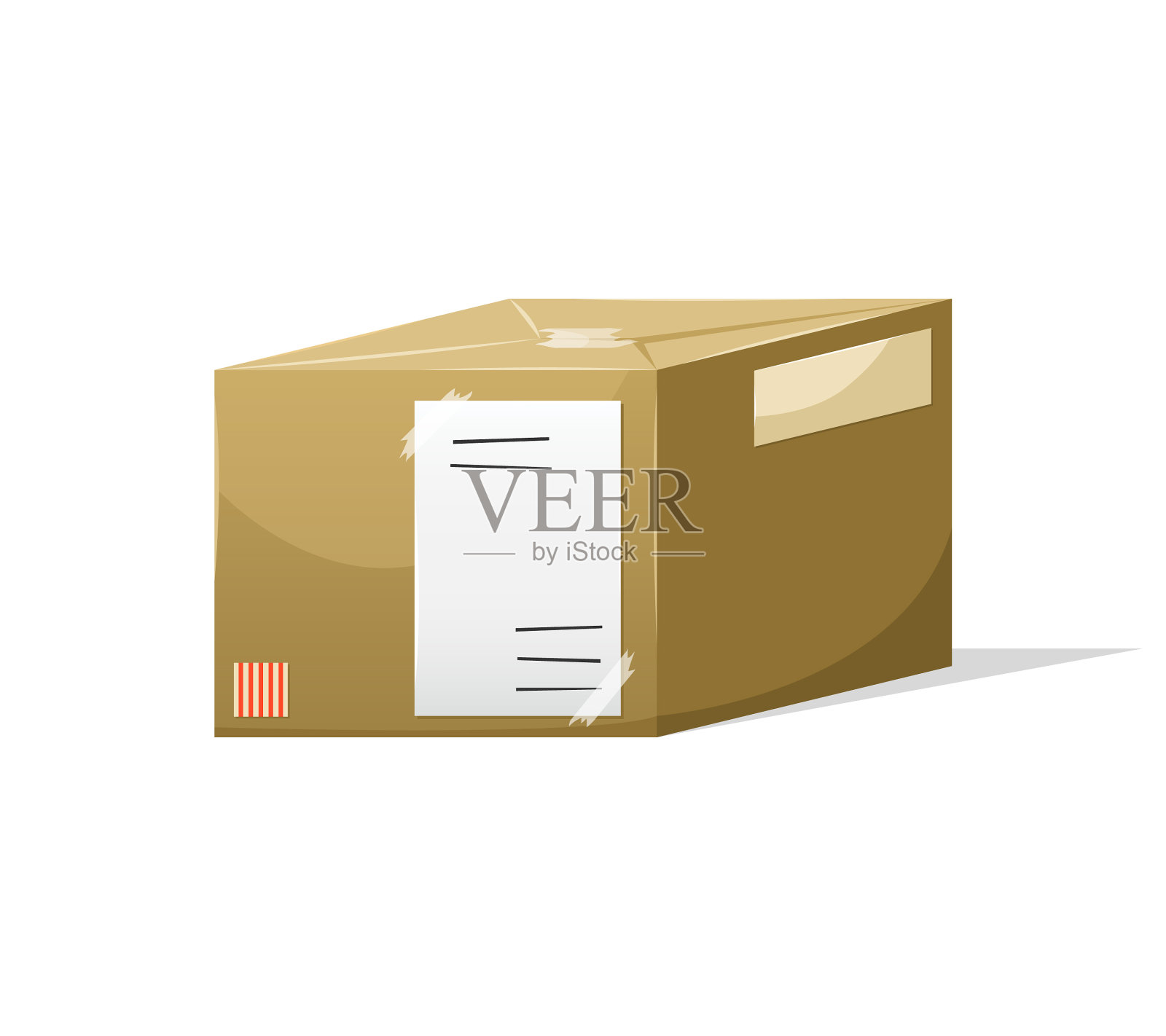 装在盒子里的邮政包裹，上面有收货地址设计元素图片