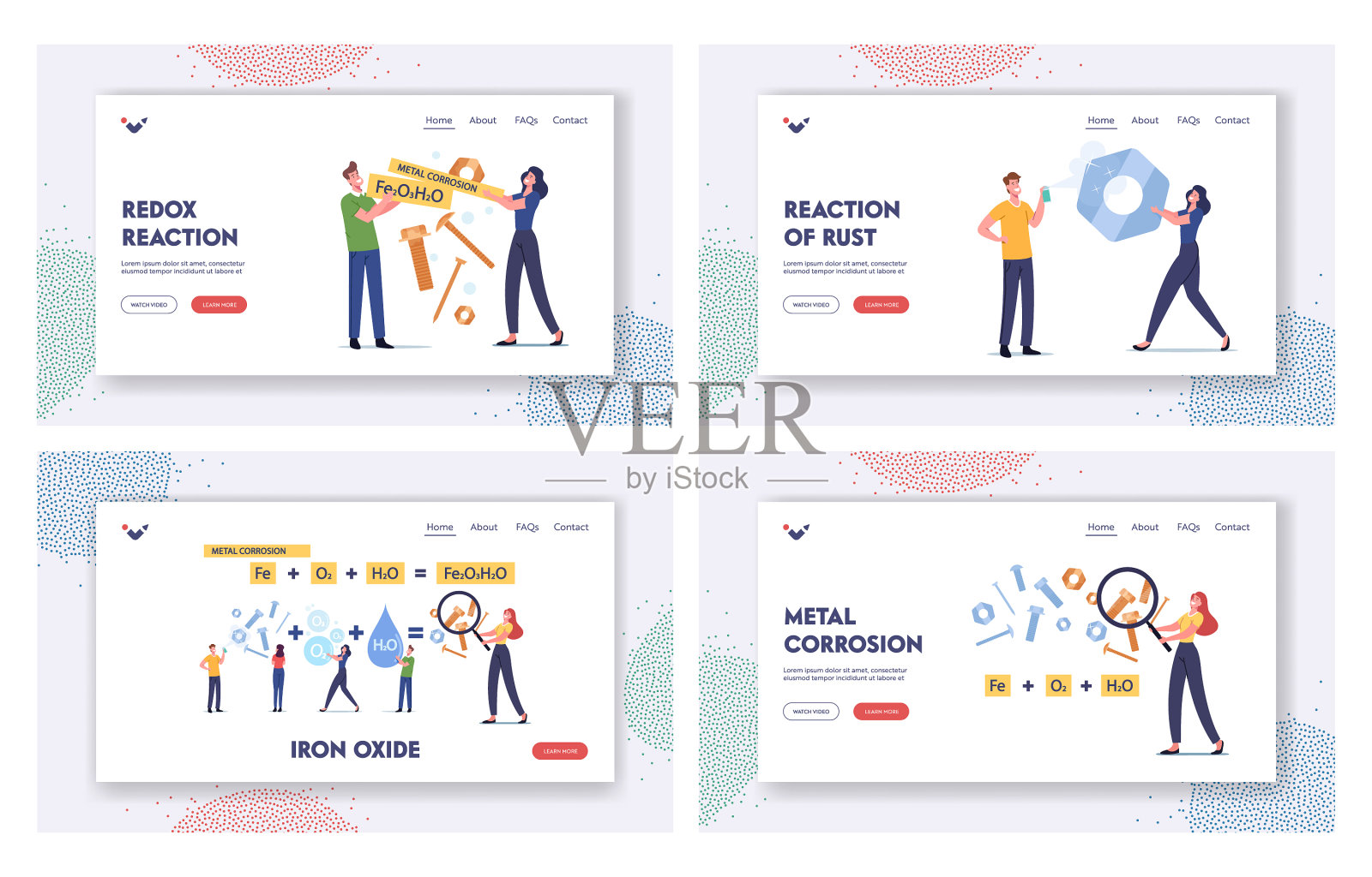 金属腐蚀着陆页模板设置插画图片素材